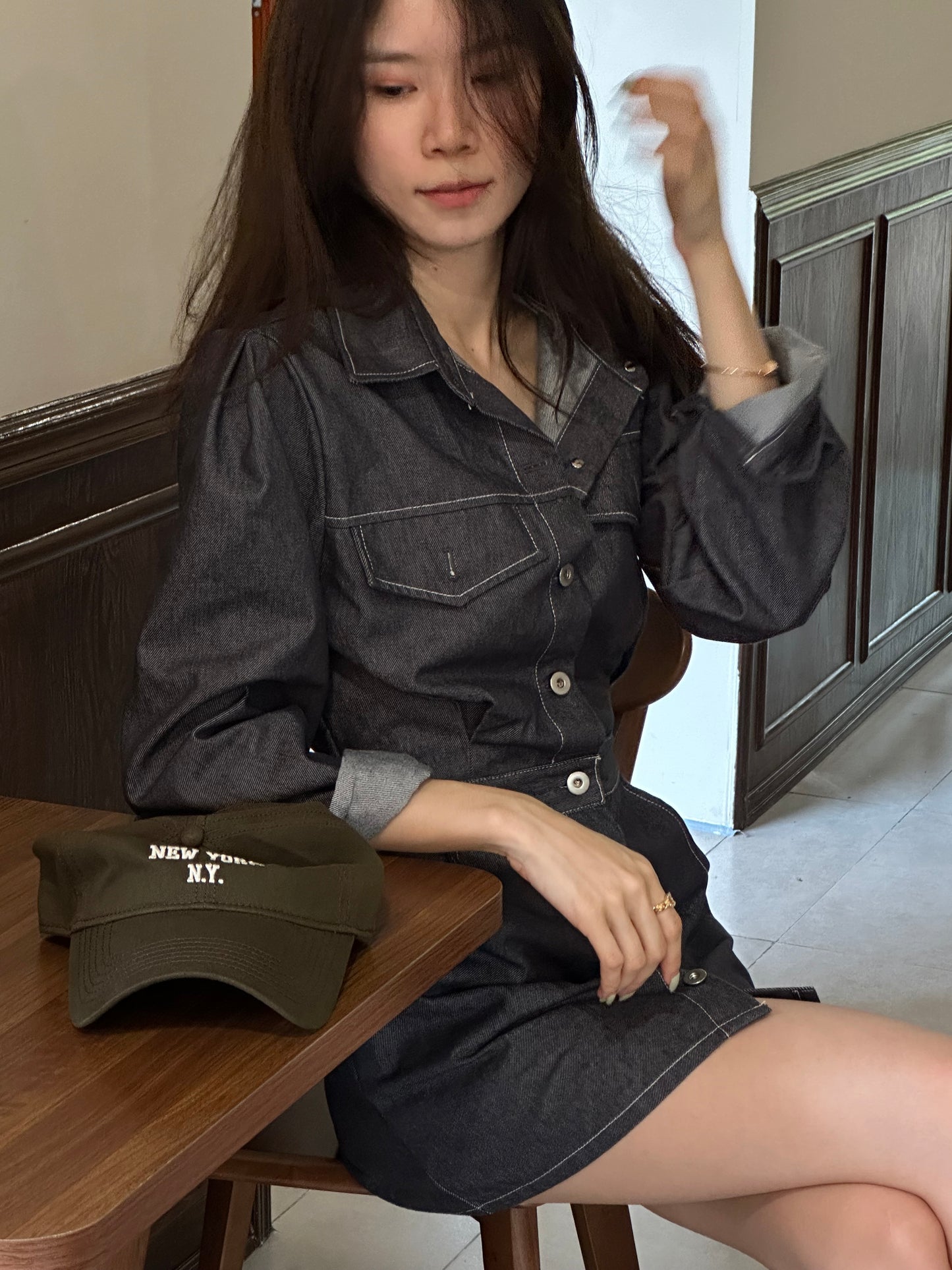 Denim Long Sleeves Mini Dress