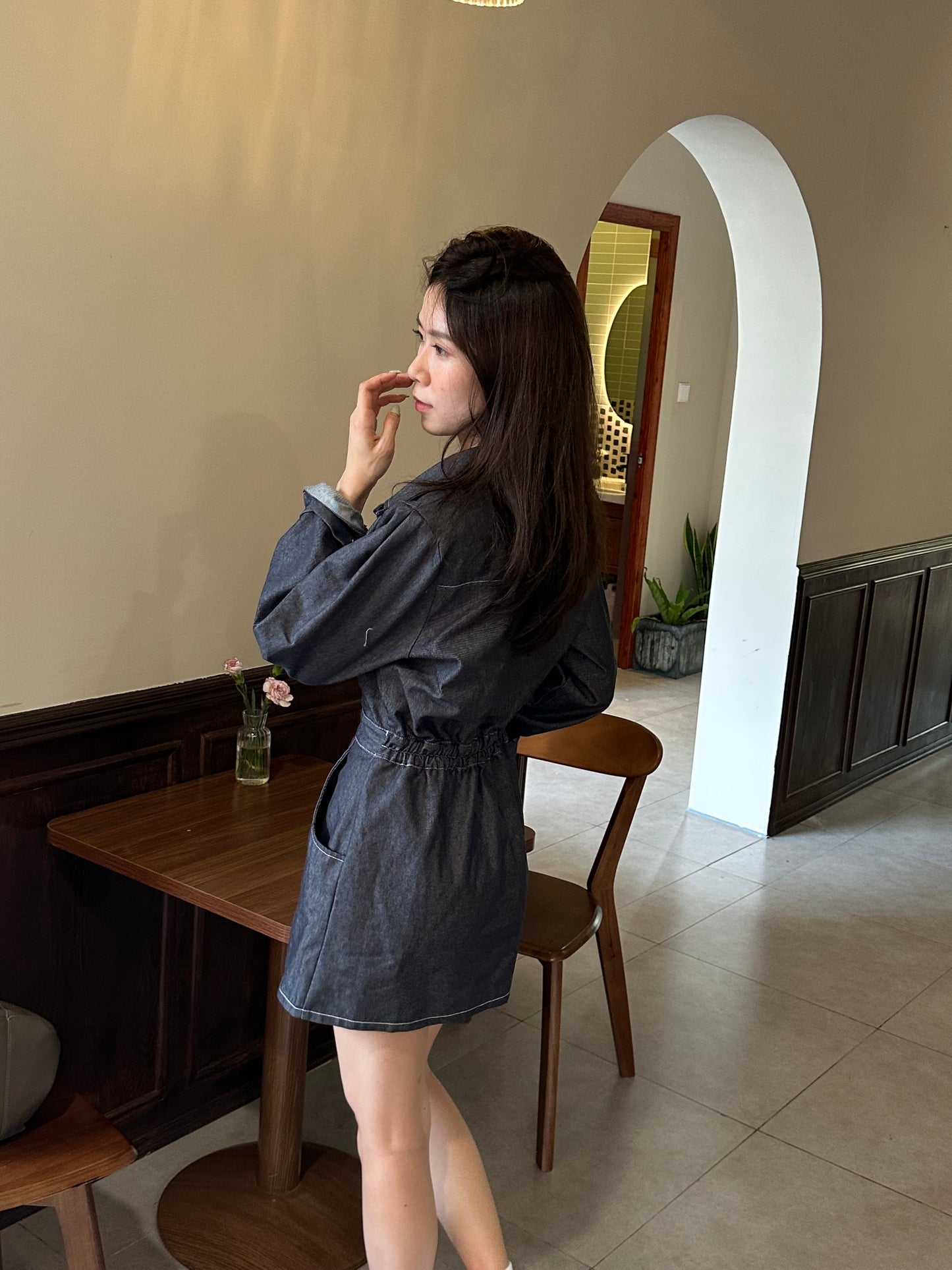 Denim Long Sleeves Mini Dress