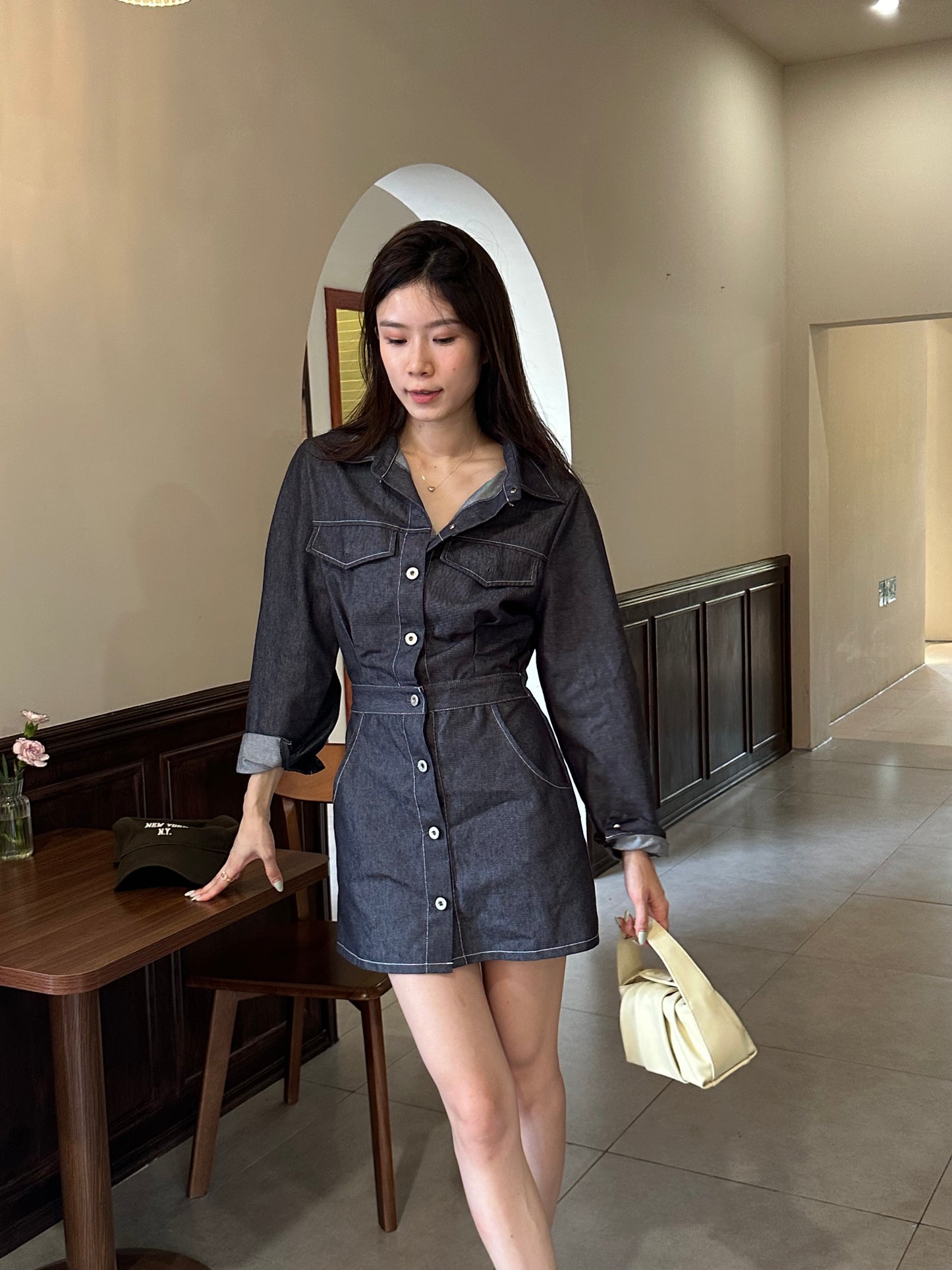 Denim Long Sleeves Mini Dress