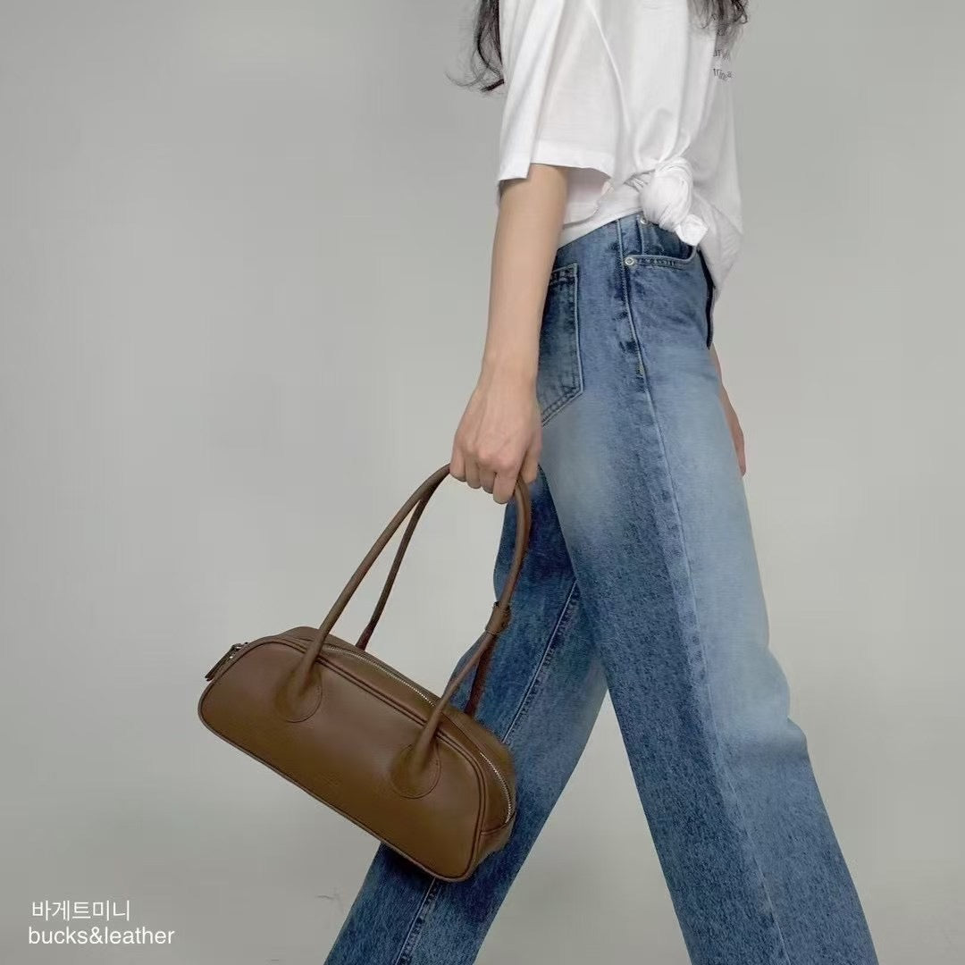 Real Leather Baguette Bag
