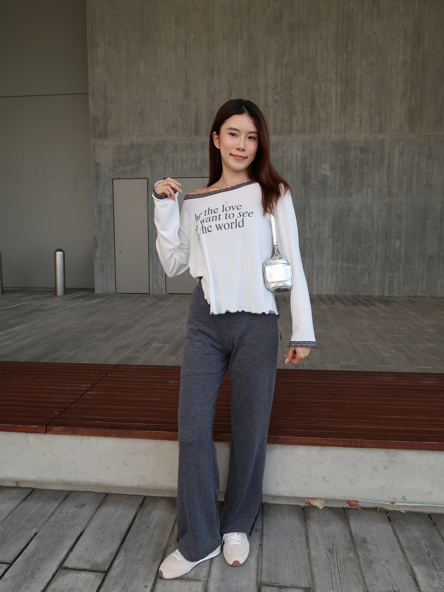 3 Button Cotton Flare Pants