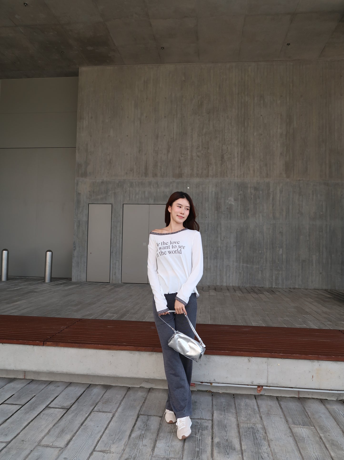 3 Button Cotton Flare Pants