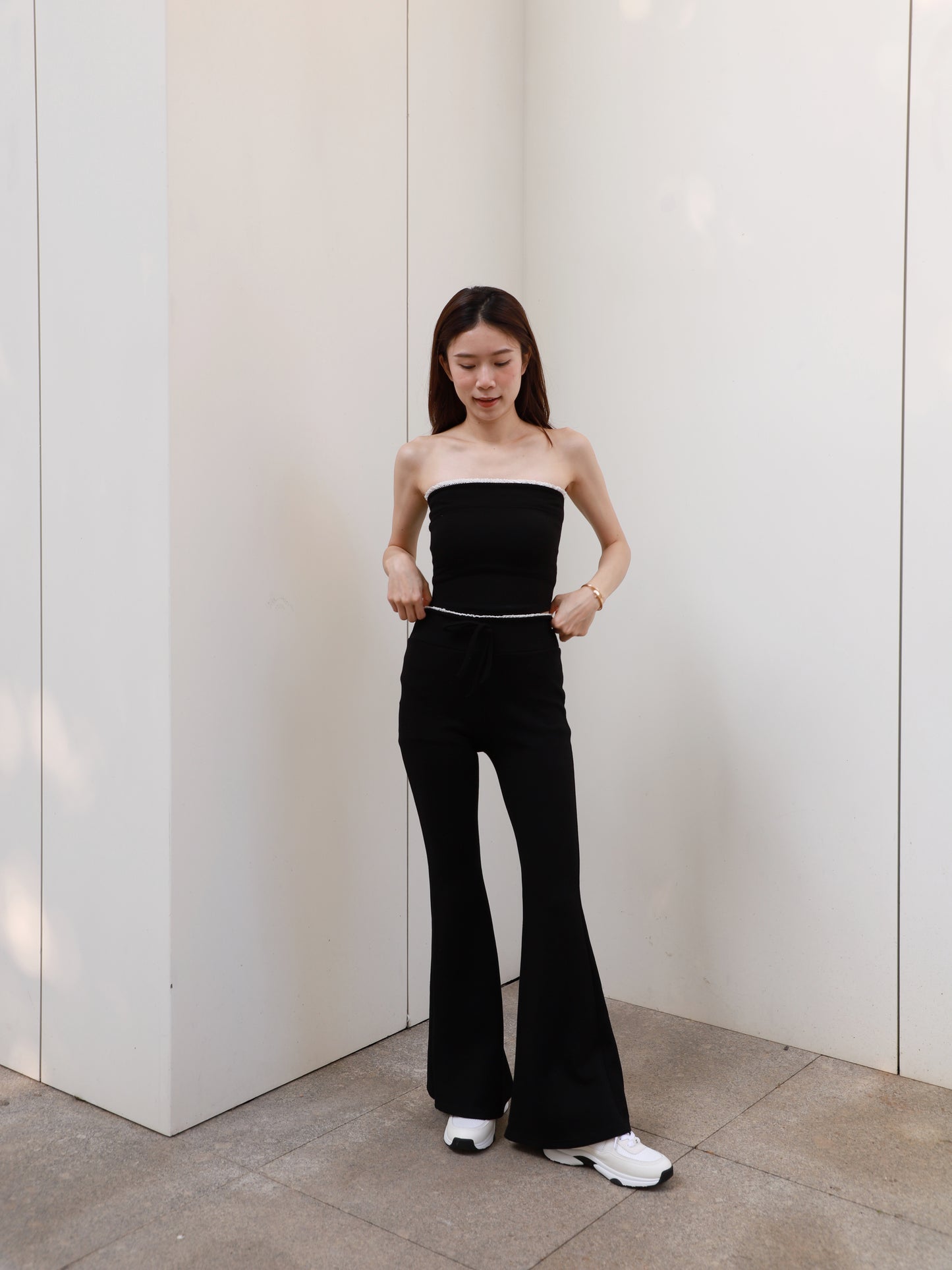 Lace Top & Flare Pants Set