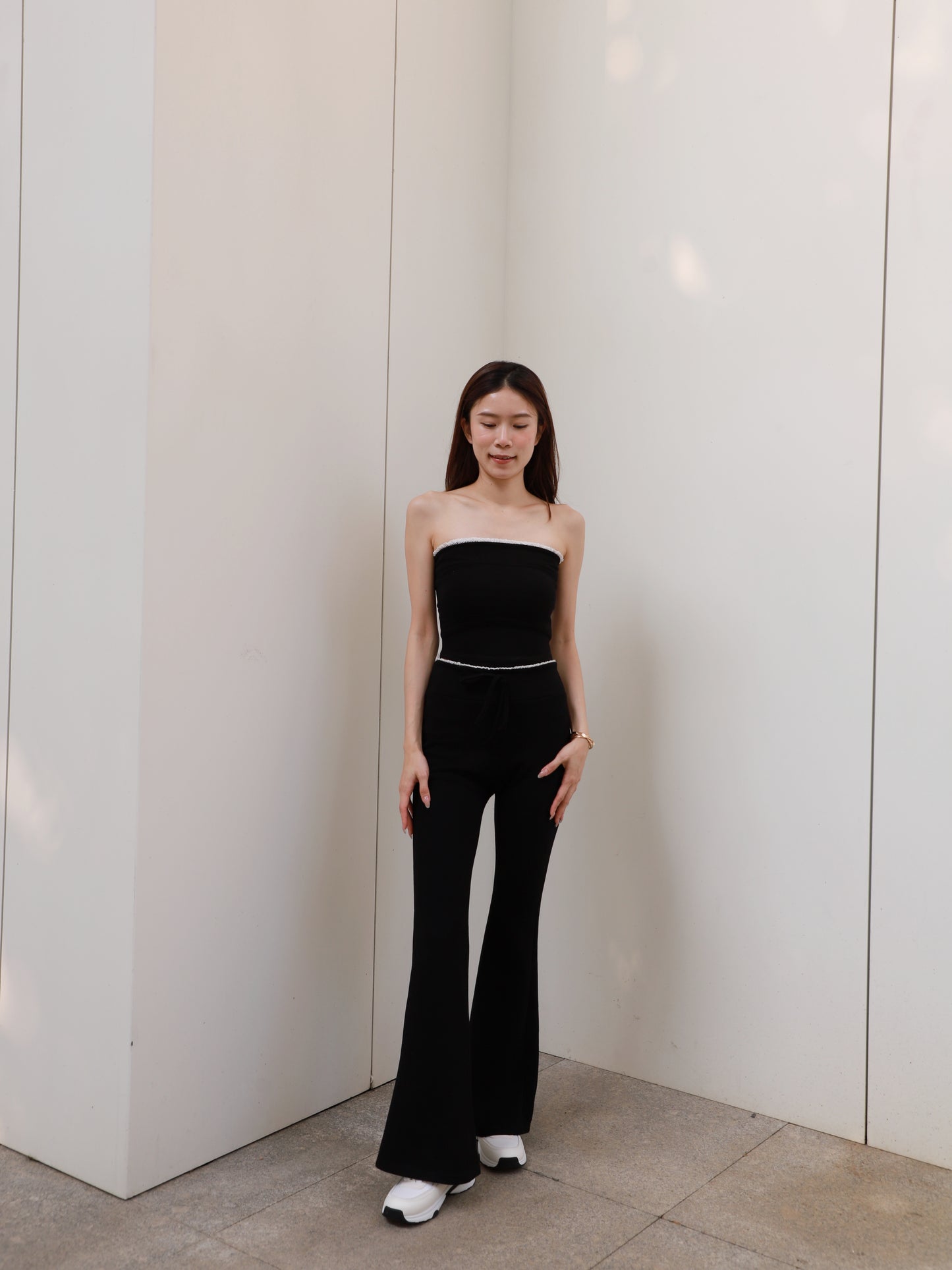 Lace Top & Flare Pants Set