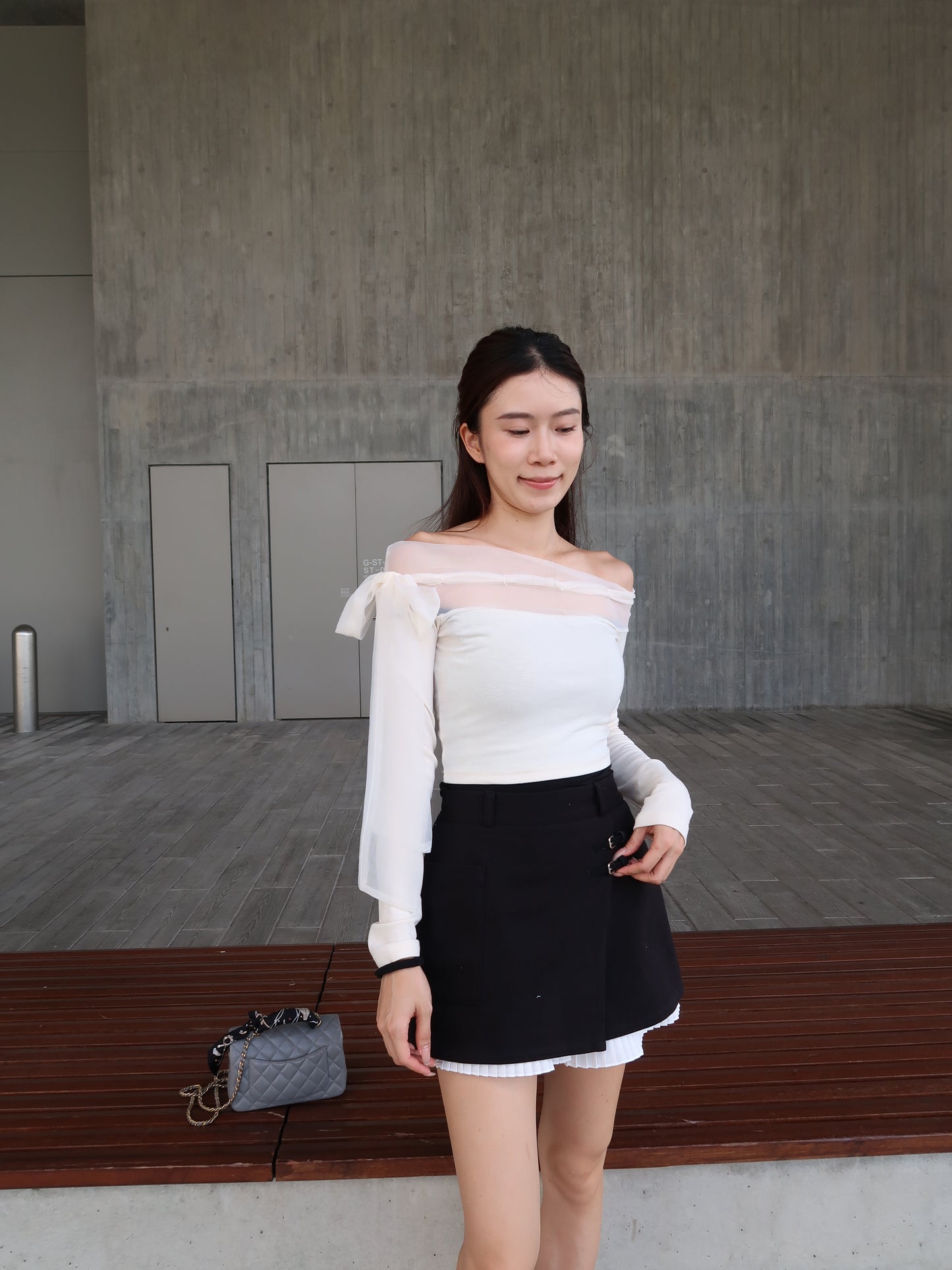 Ribbon Lace Long Sleeves Top