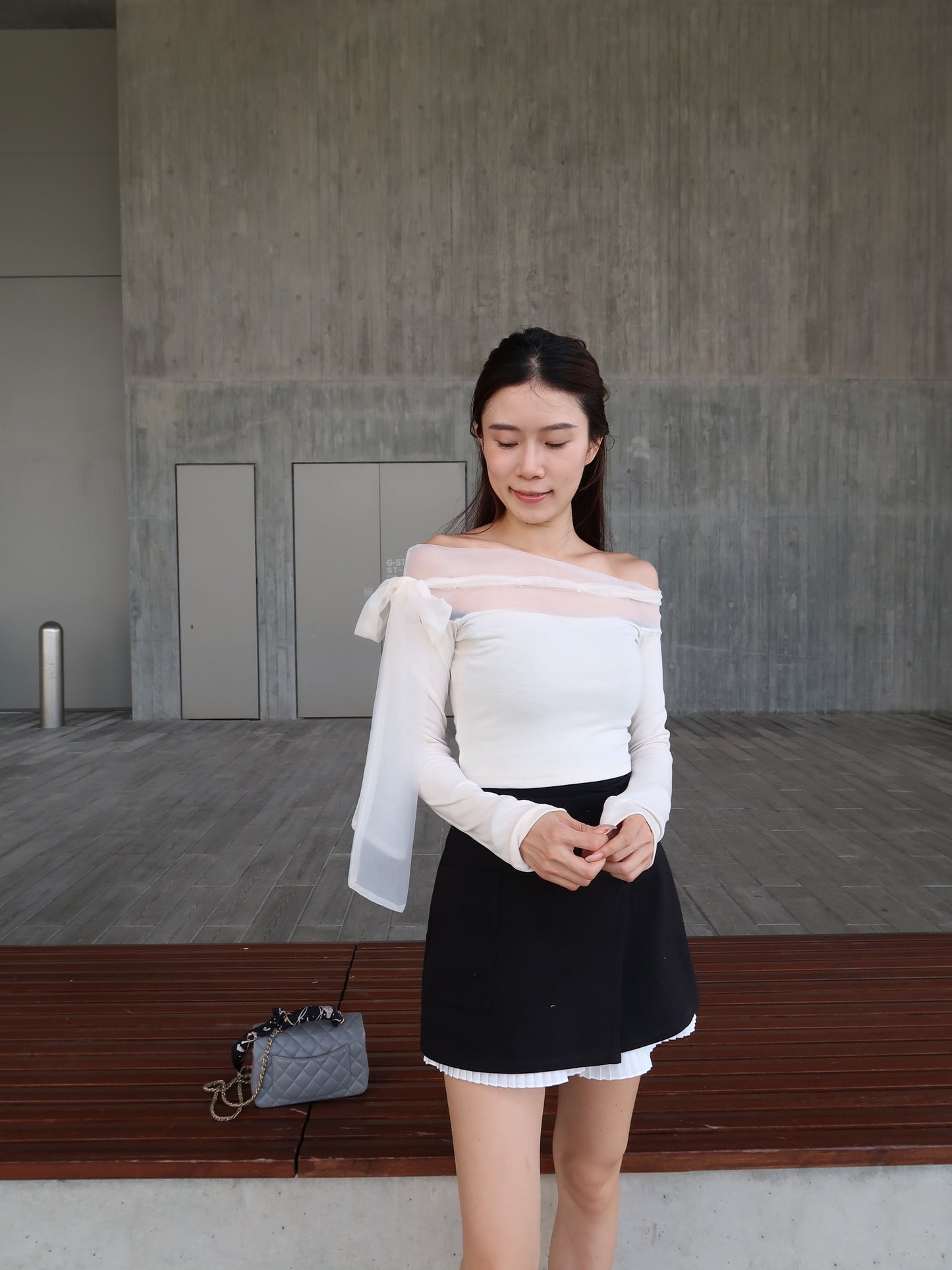 Ribbon Lace Long Sleeves Top