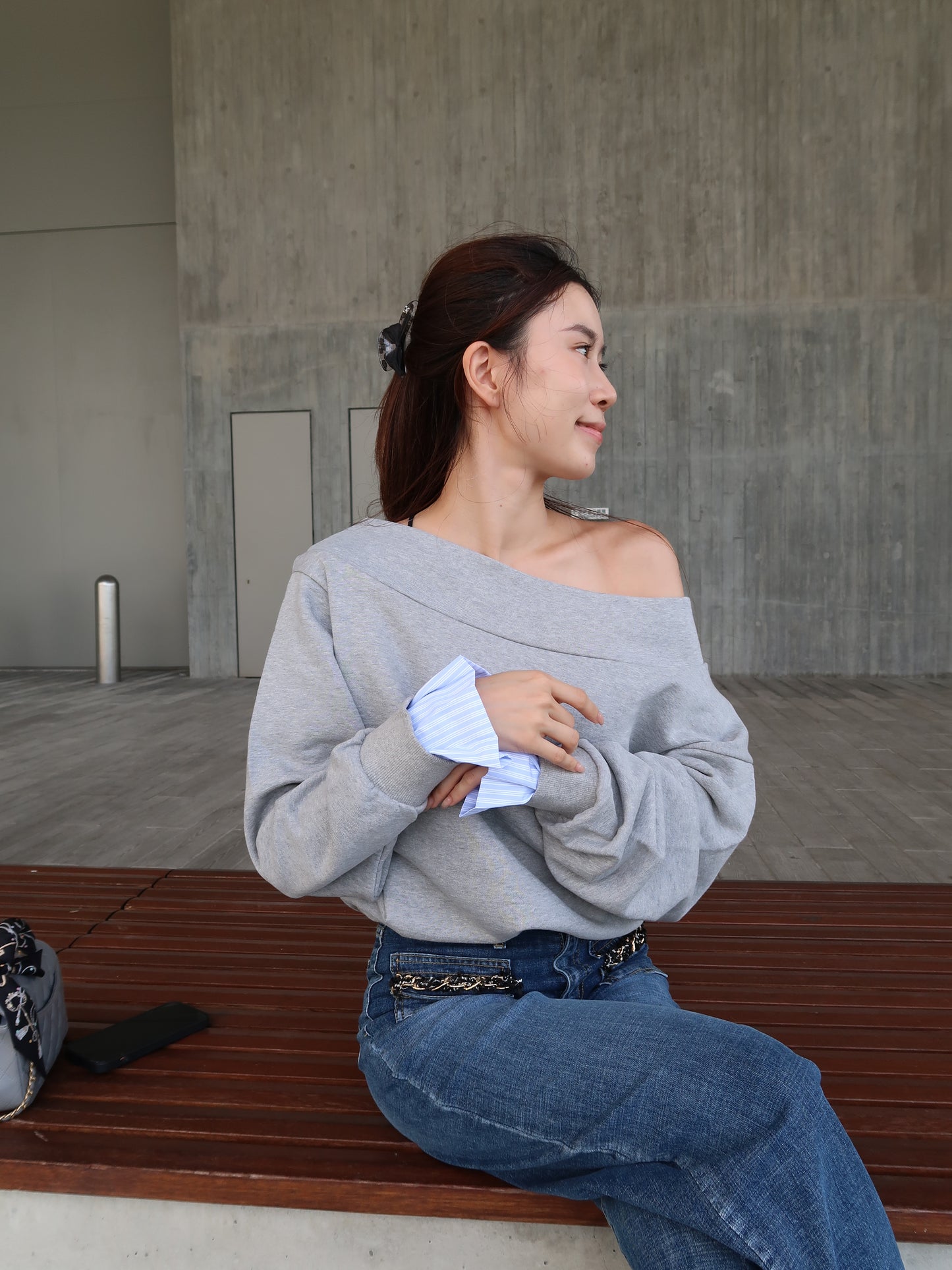 Mix Shirt Sleeves Sweater