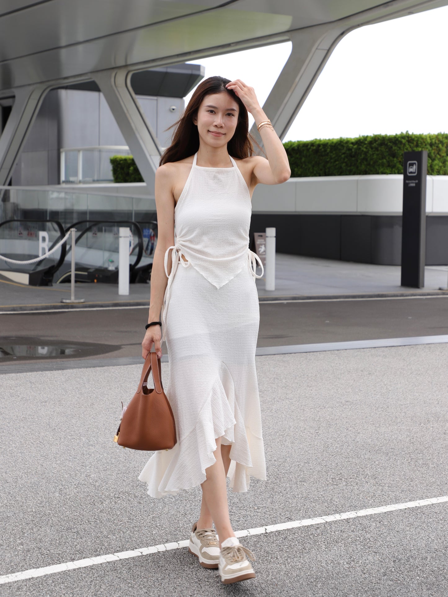 Cross Neck Top & Skirt Set