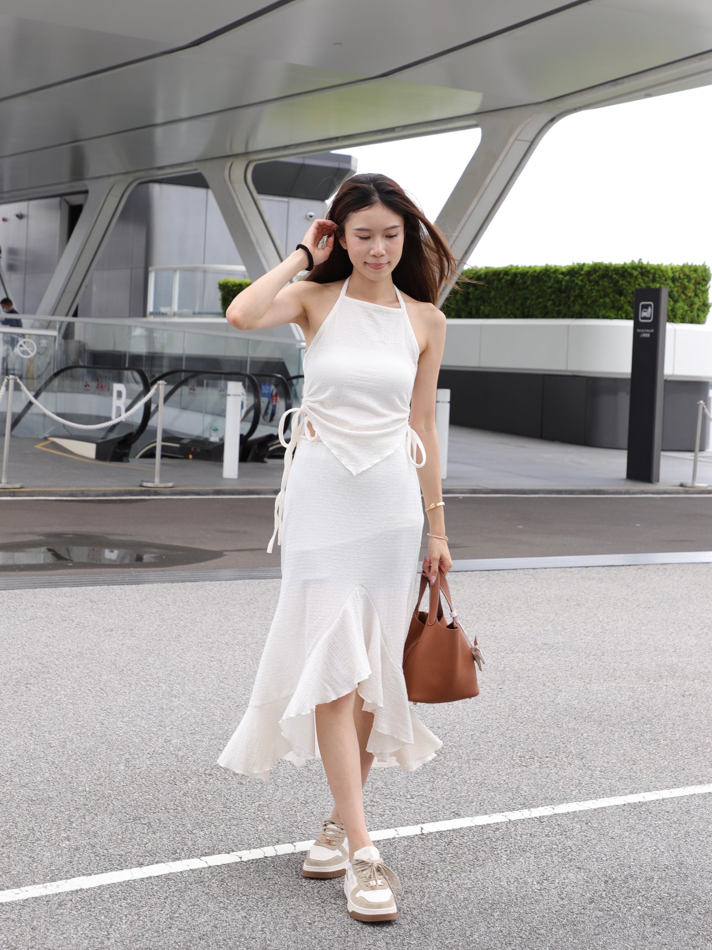 Cross Neck Top & Skirt Set