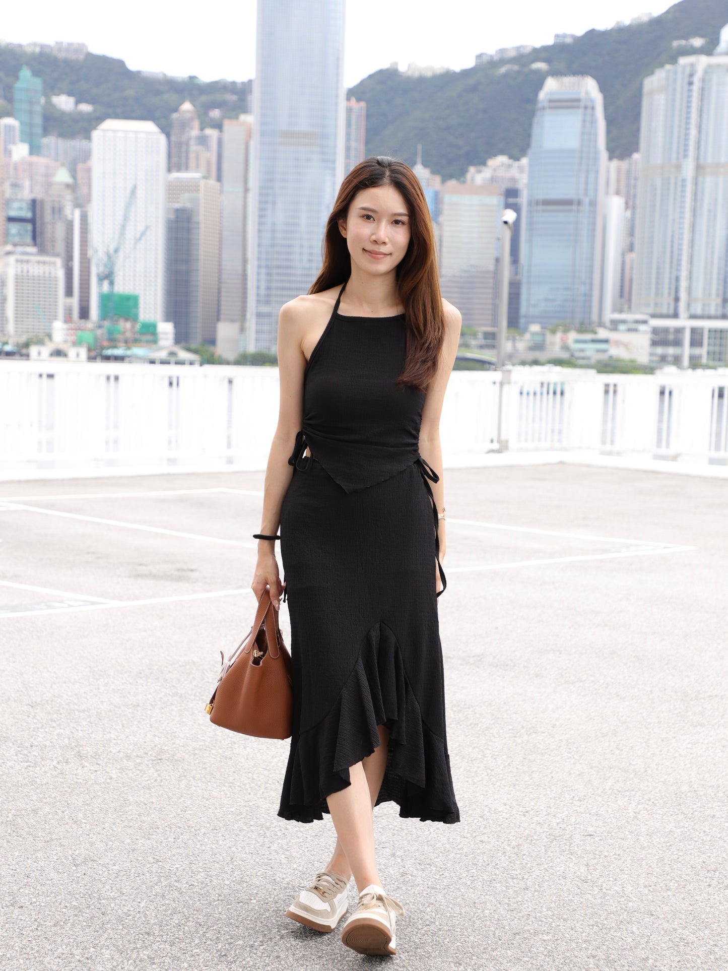 Cross Neck Top & Skirt Set