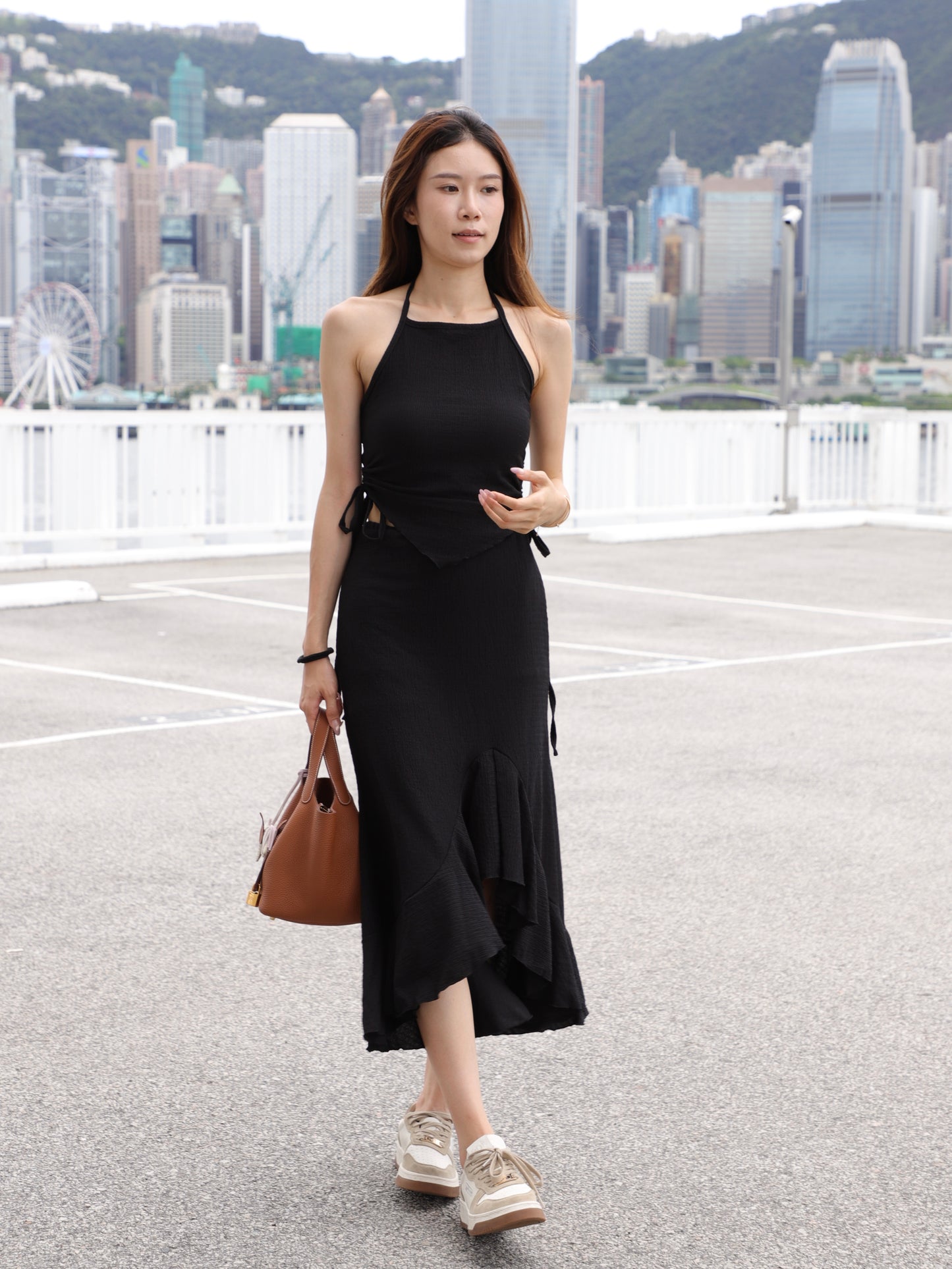 Cross Neck Top & Skirt Set