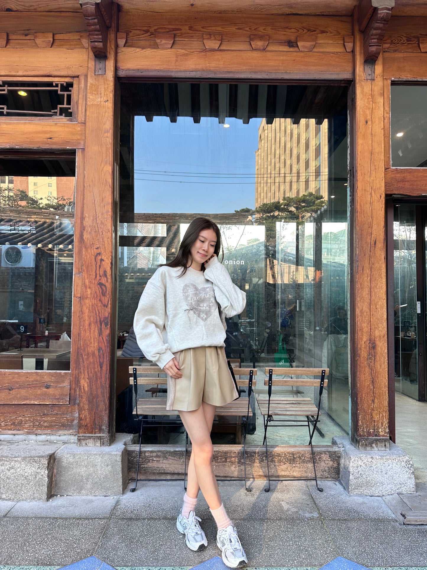Heart Shape Ribbon Long Sleeves Sweater