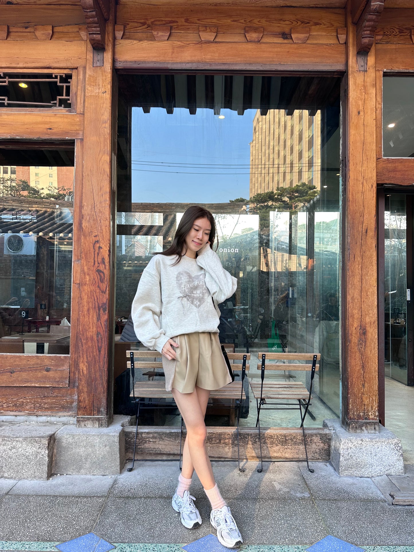 Heart Shape Ribbon Long Sleeves Sweater