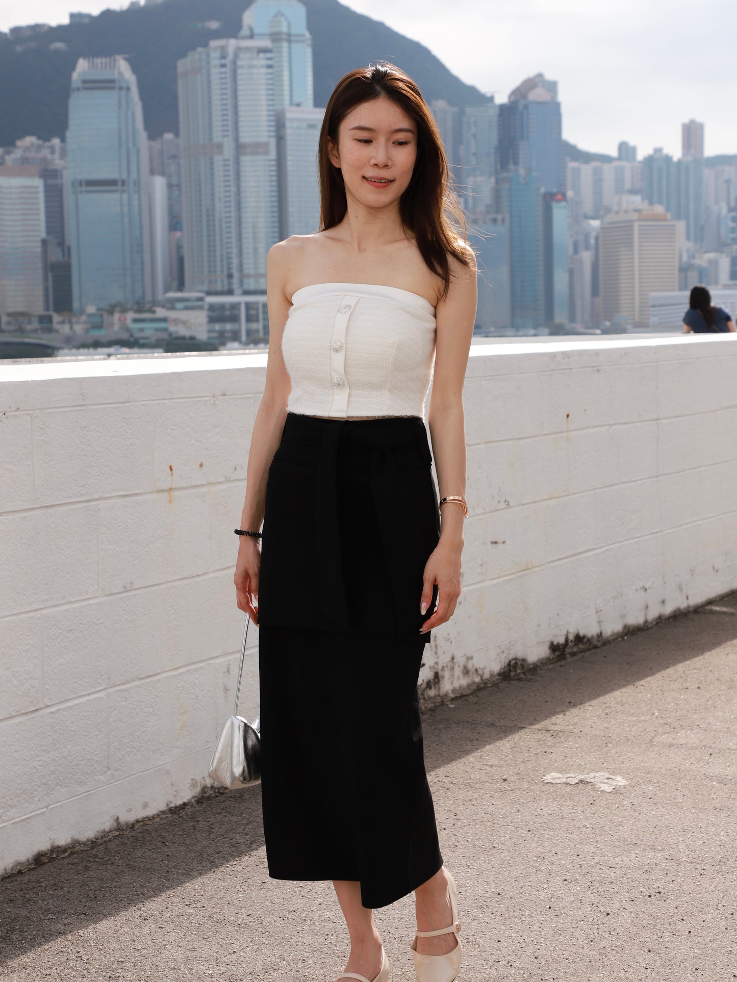 Chiffon Layered Maxi Skirt with belt