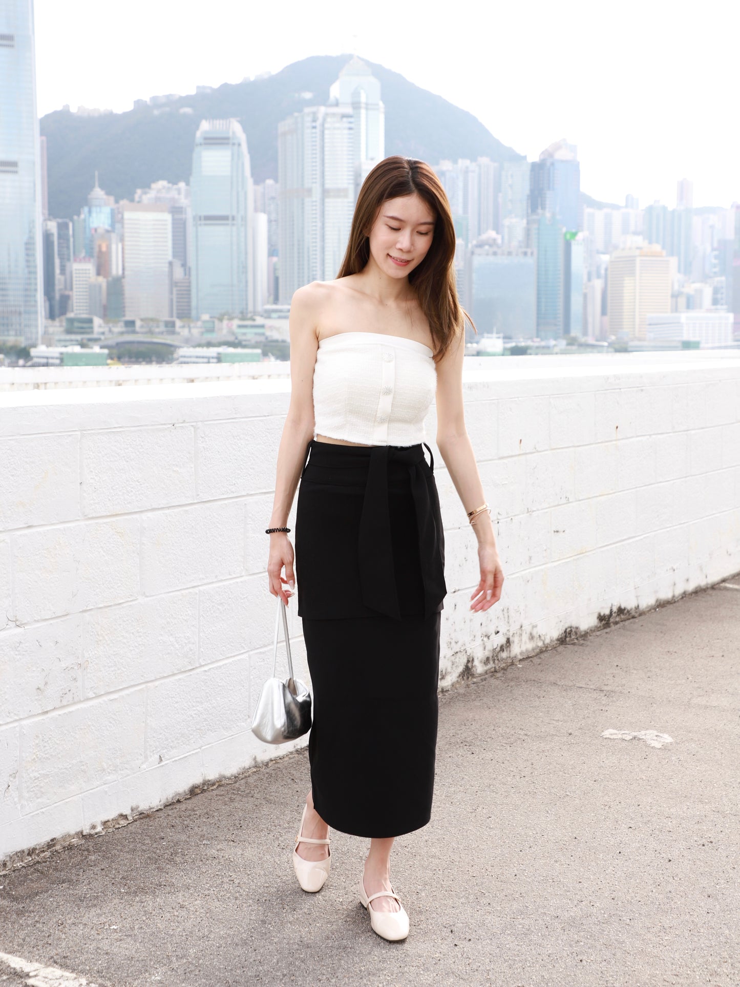 Chiffon Layered Maxi Skirt with belt