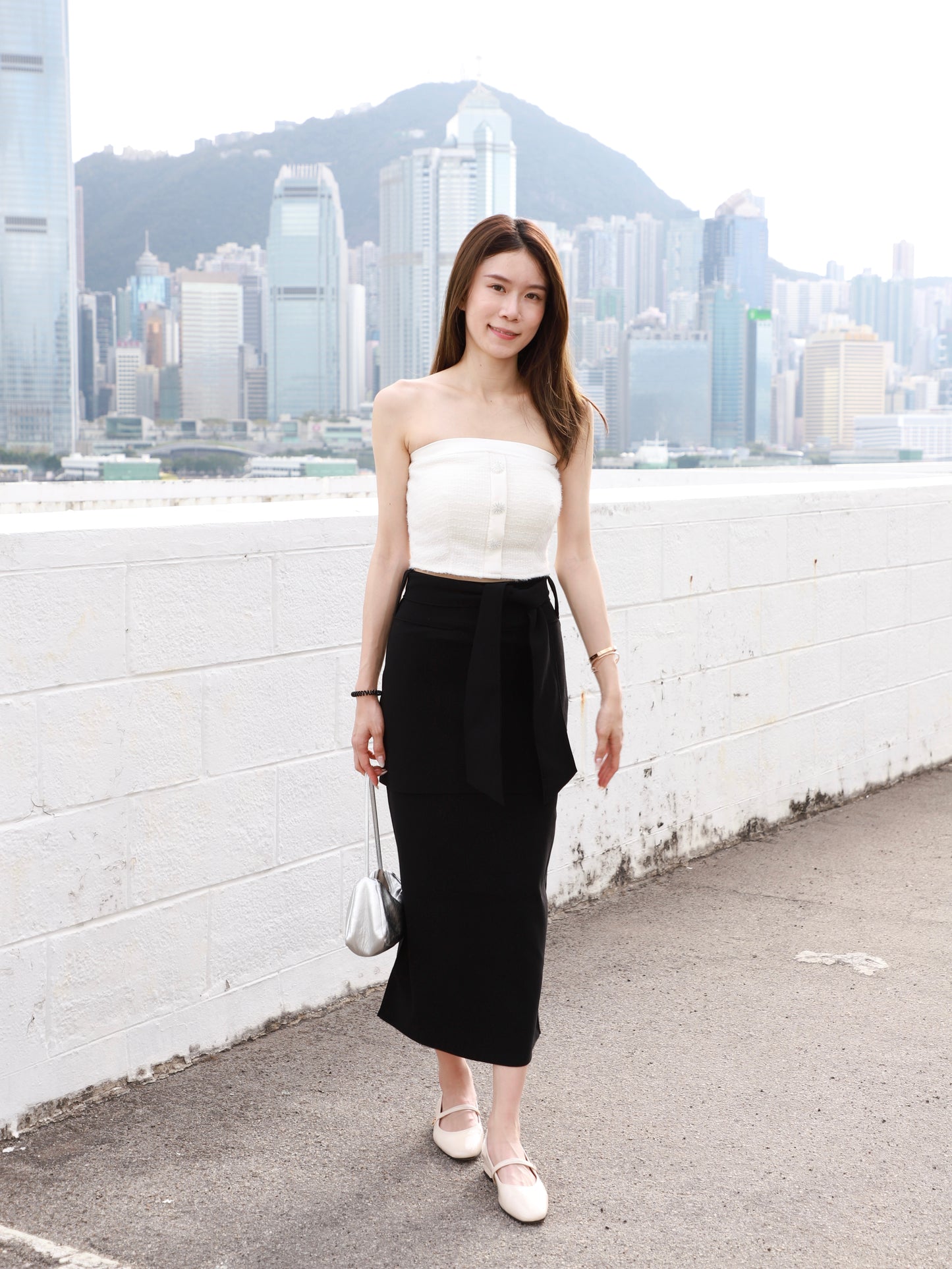 Chiffon Layered Maxi Skirt with belt