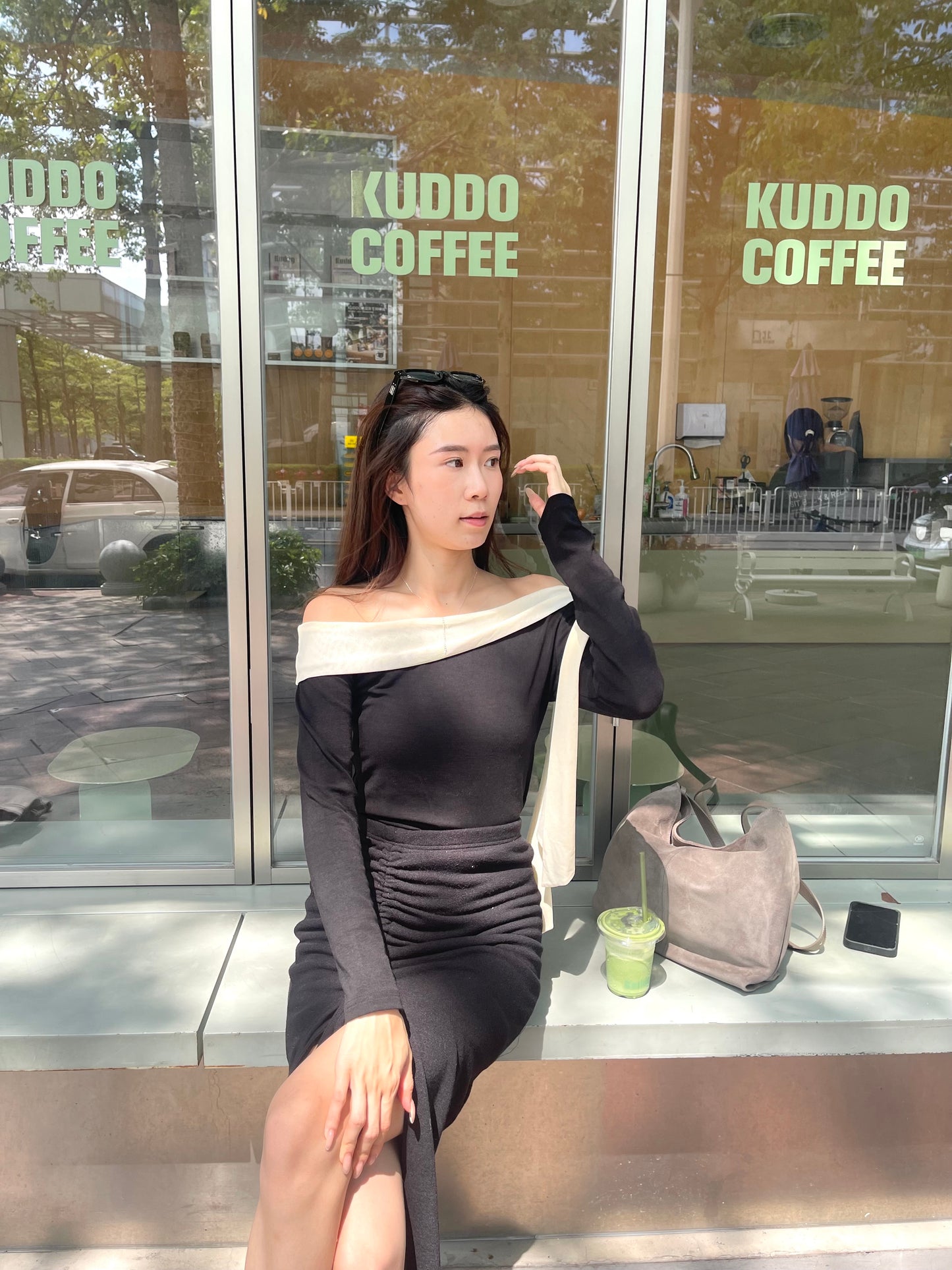 Purple Side Lace Long Sleeves Top