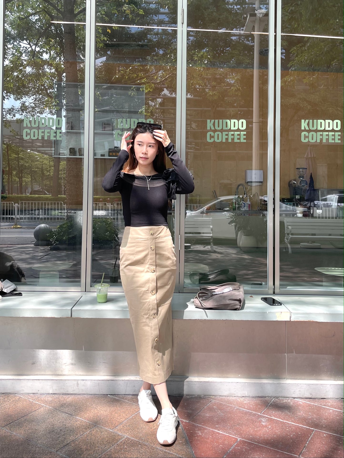 Trench Style Maxi Skirt