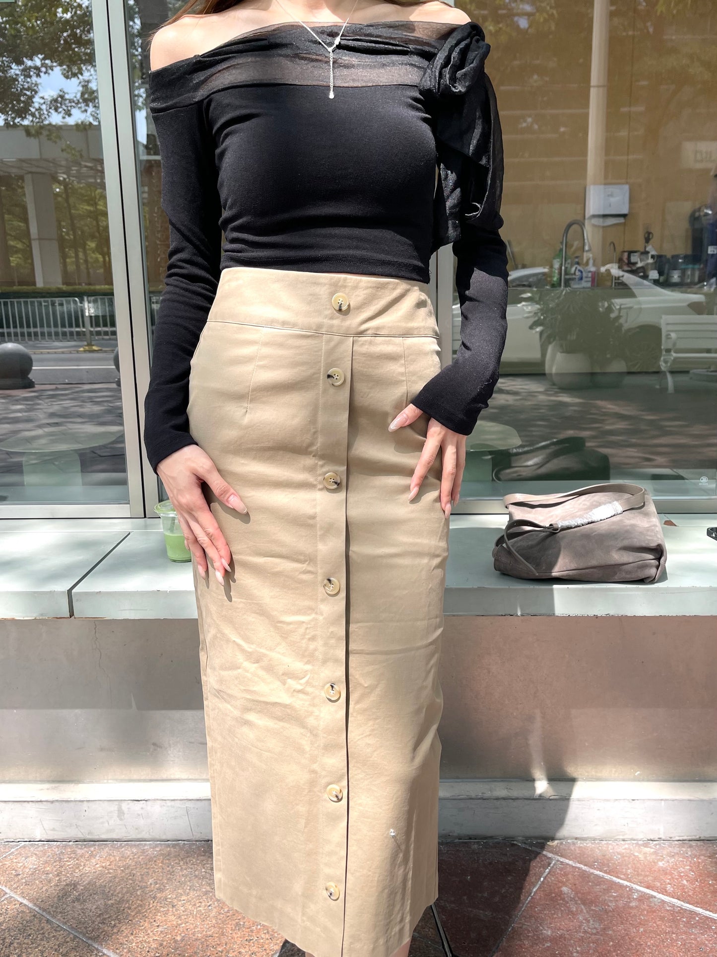 Trench Style Maxi Skirt