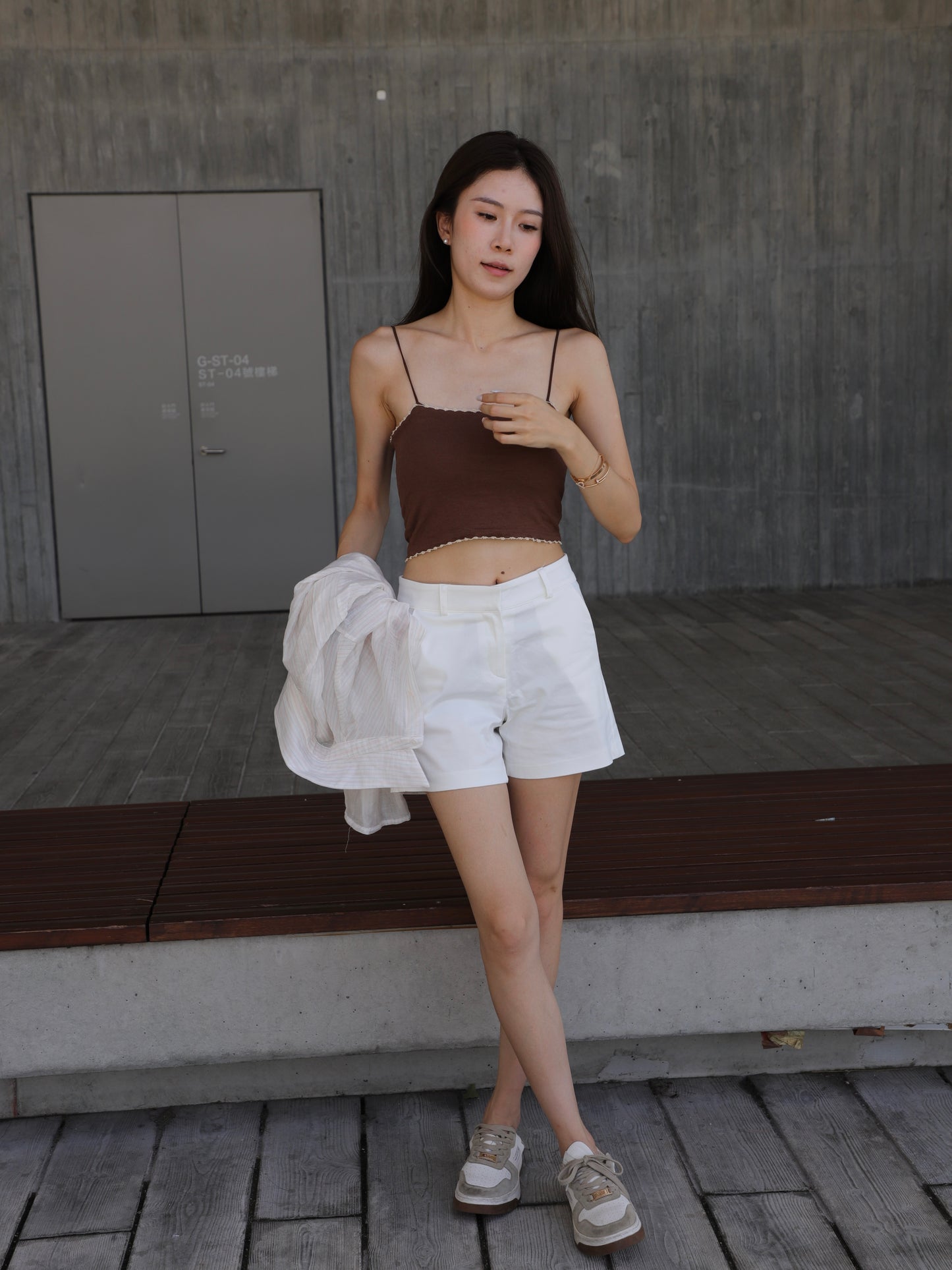High Waisted White Shorts