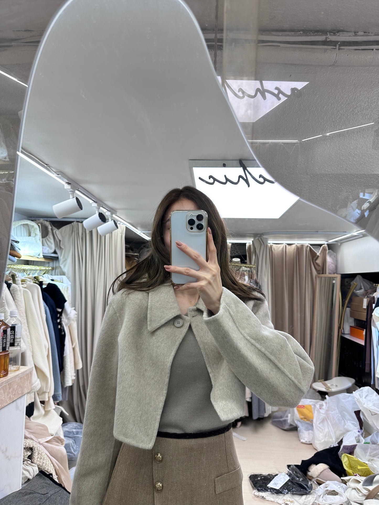 One Button Cropped Wool Jacket