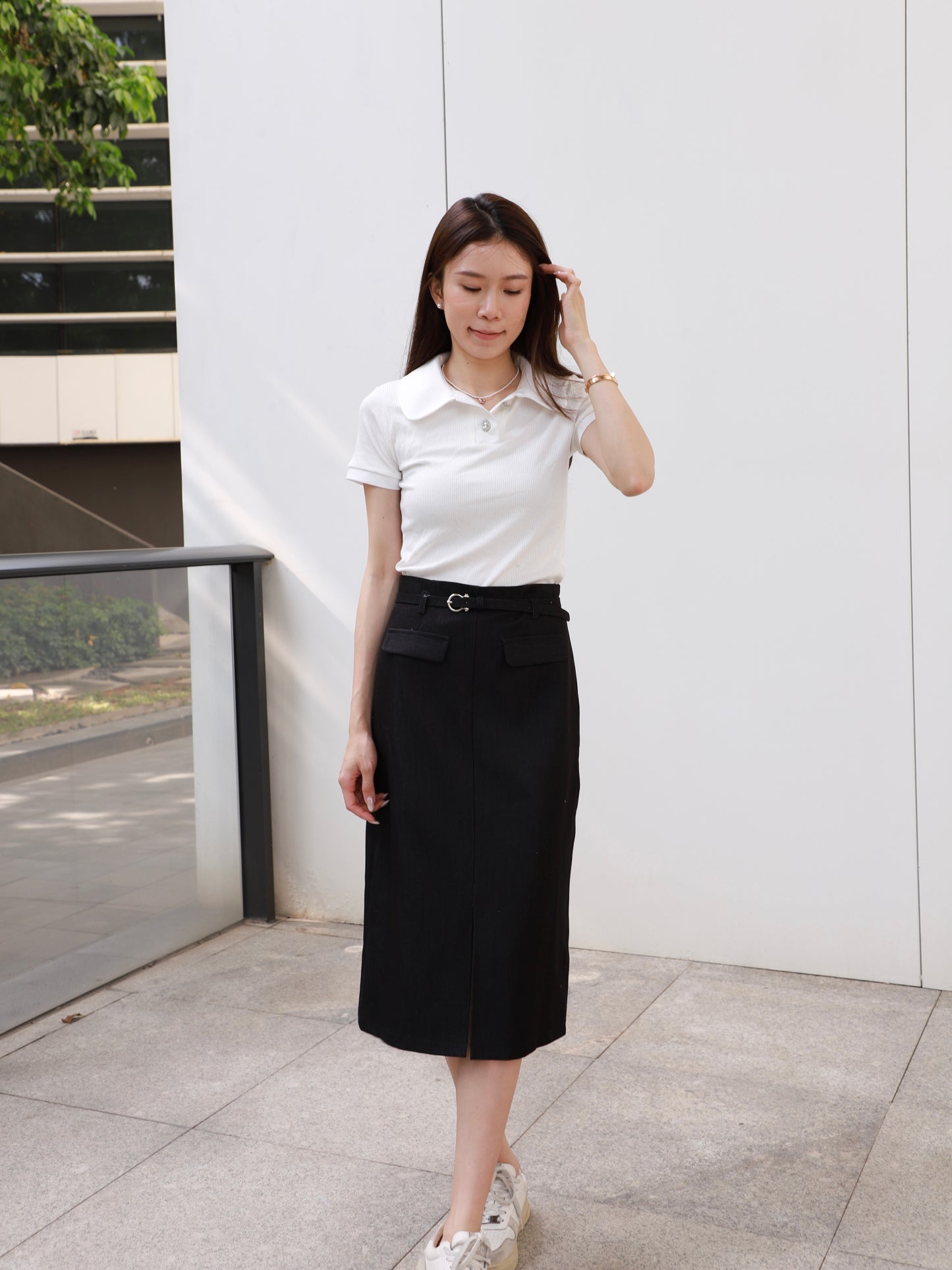 Diamond Button Cropped T