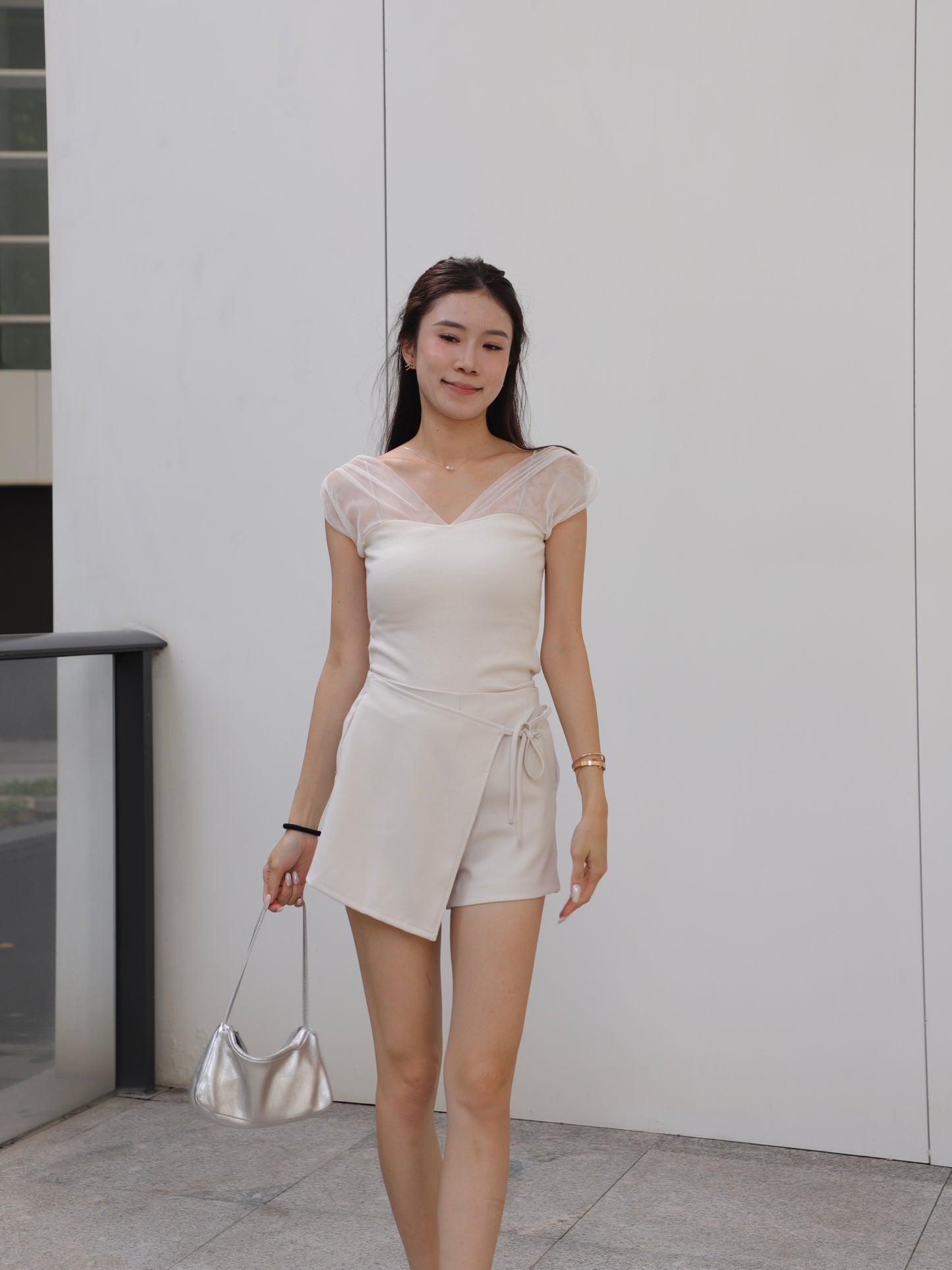 See Through V Cotton T Top