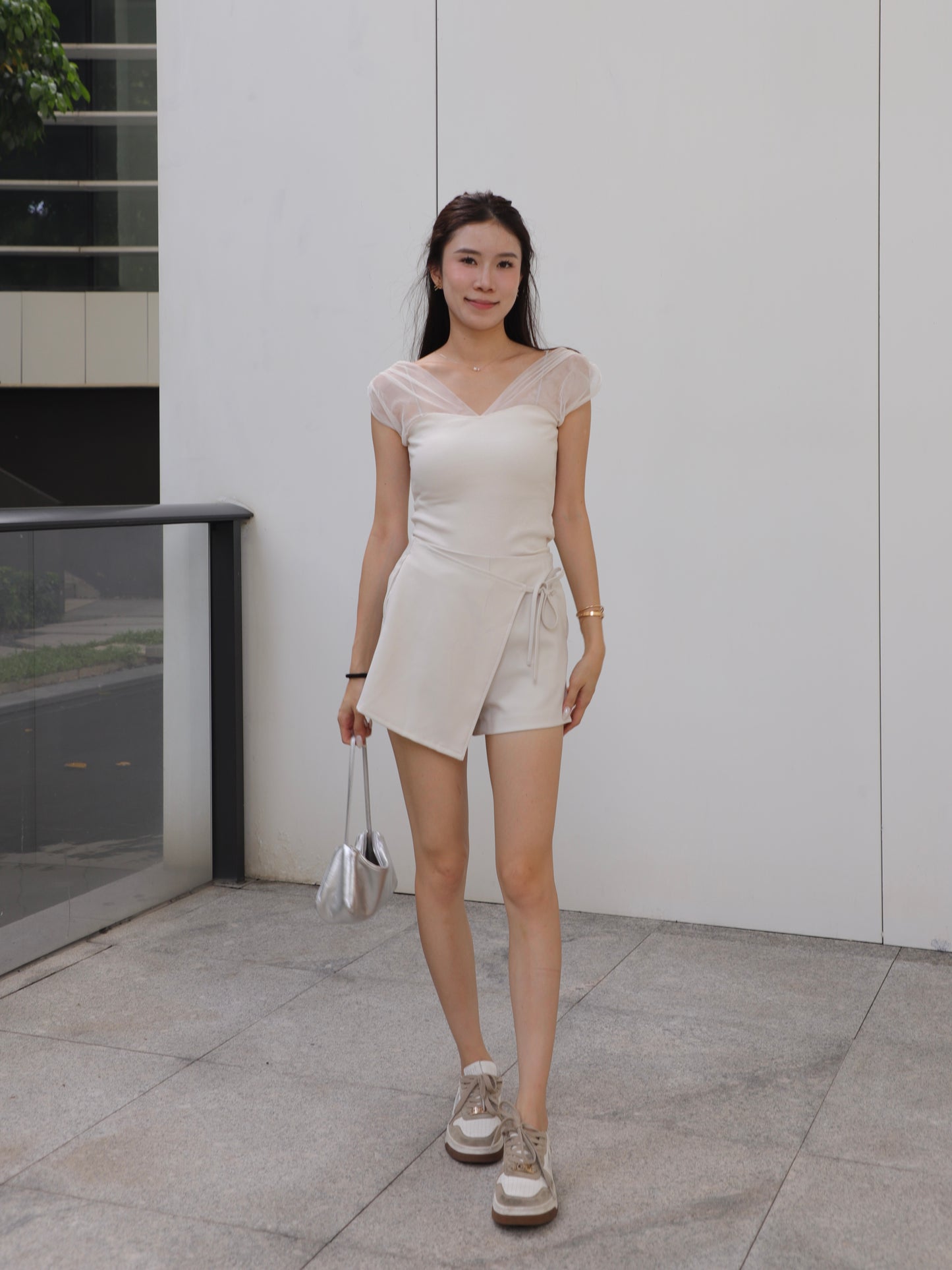 See Through V Cotton T Top