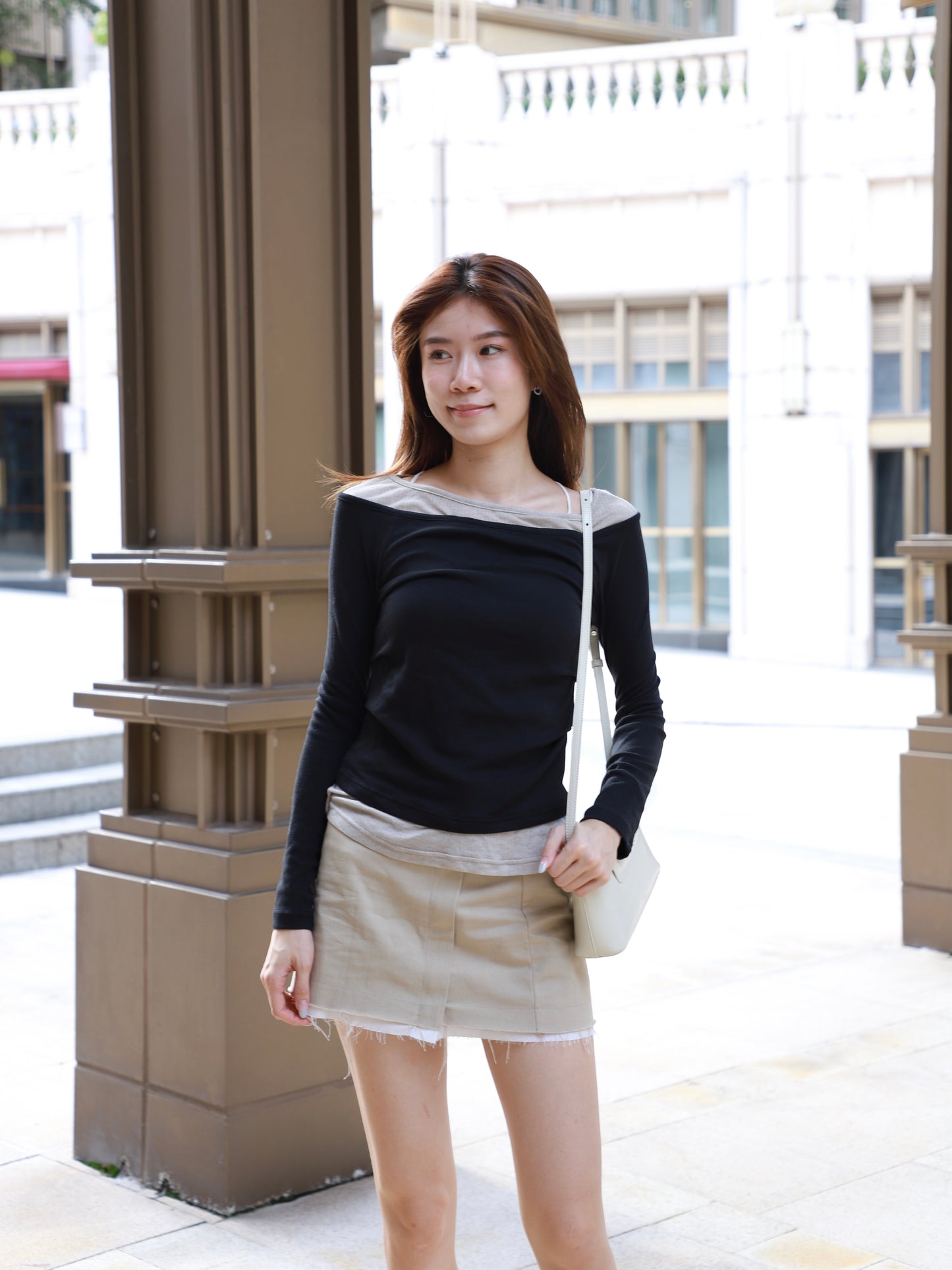 White Layered Zipped Skirt