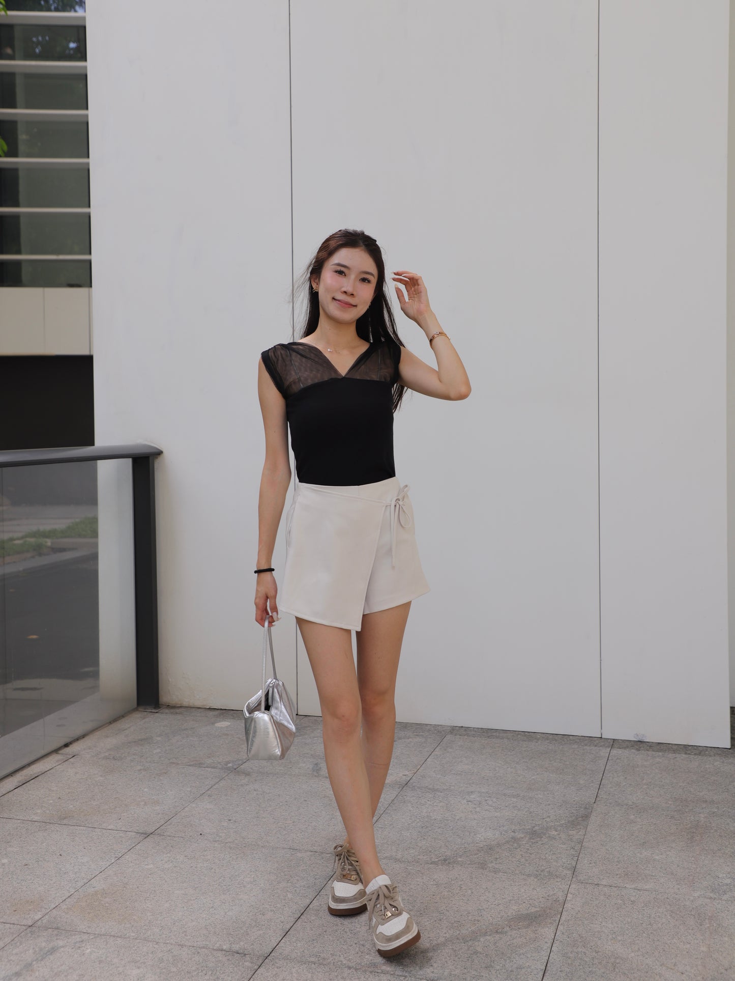 See Through V Cotton T Top