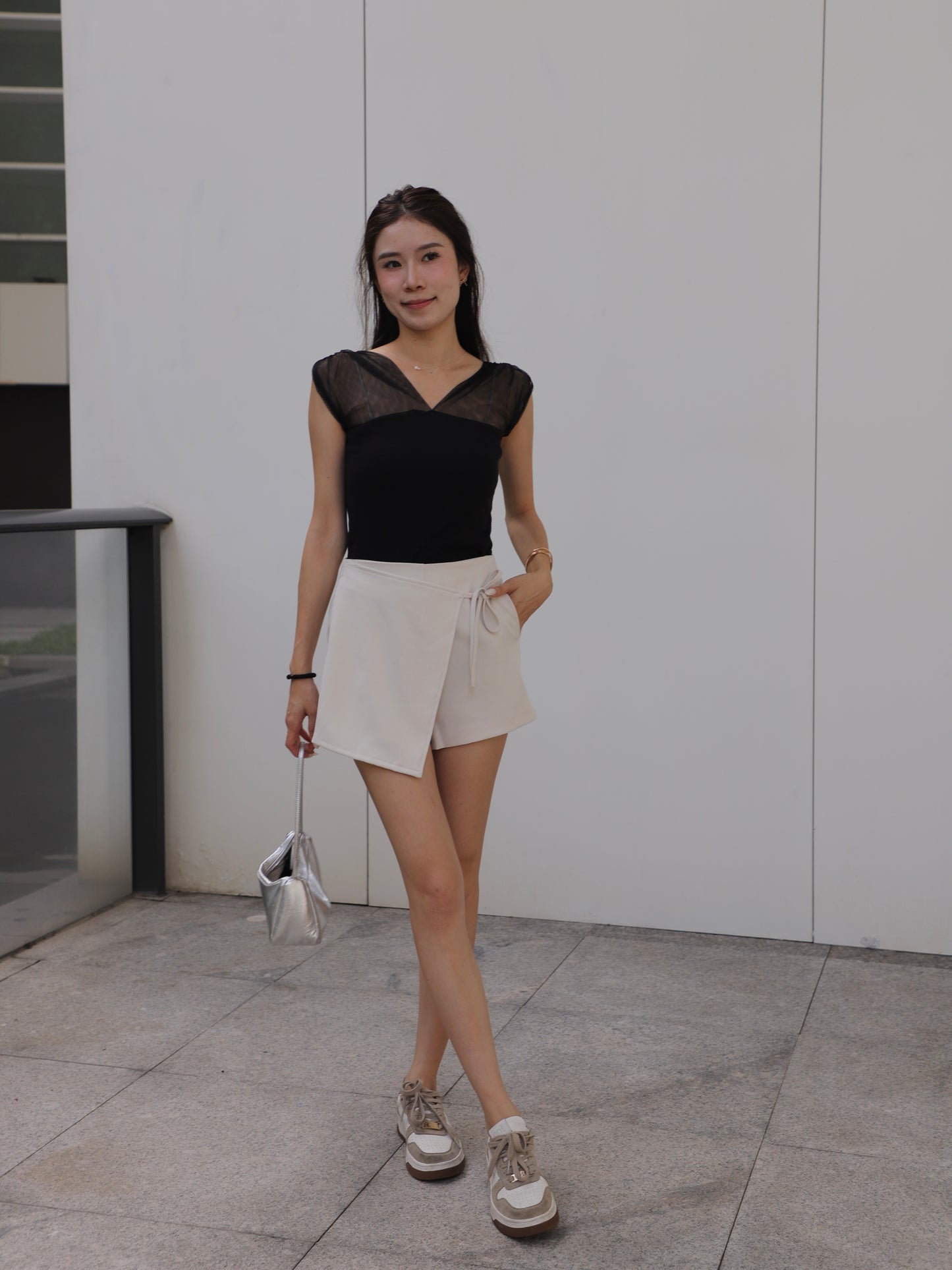 See Through V Cotton T Top