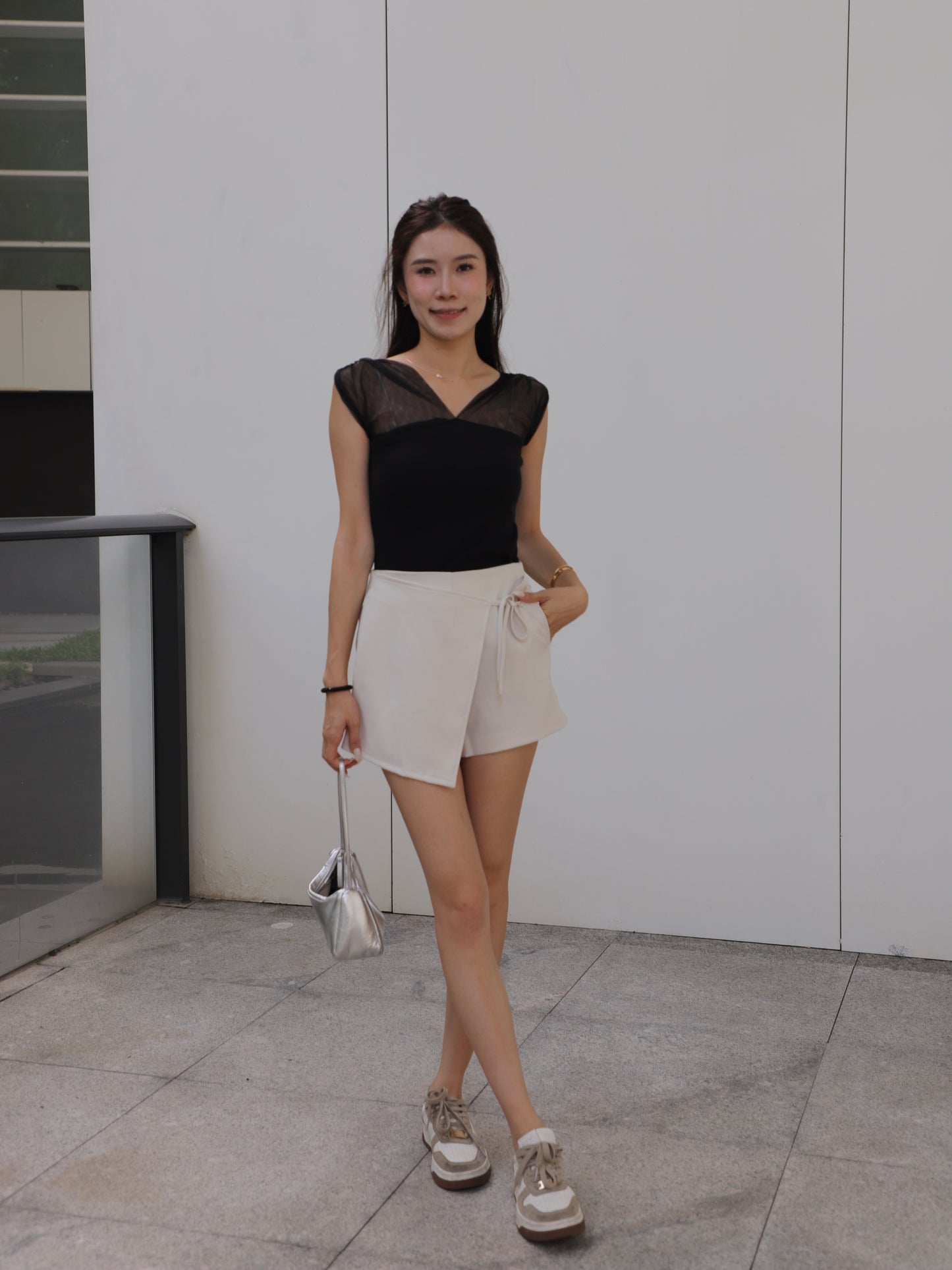 See Through V Cotton T Top
