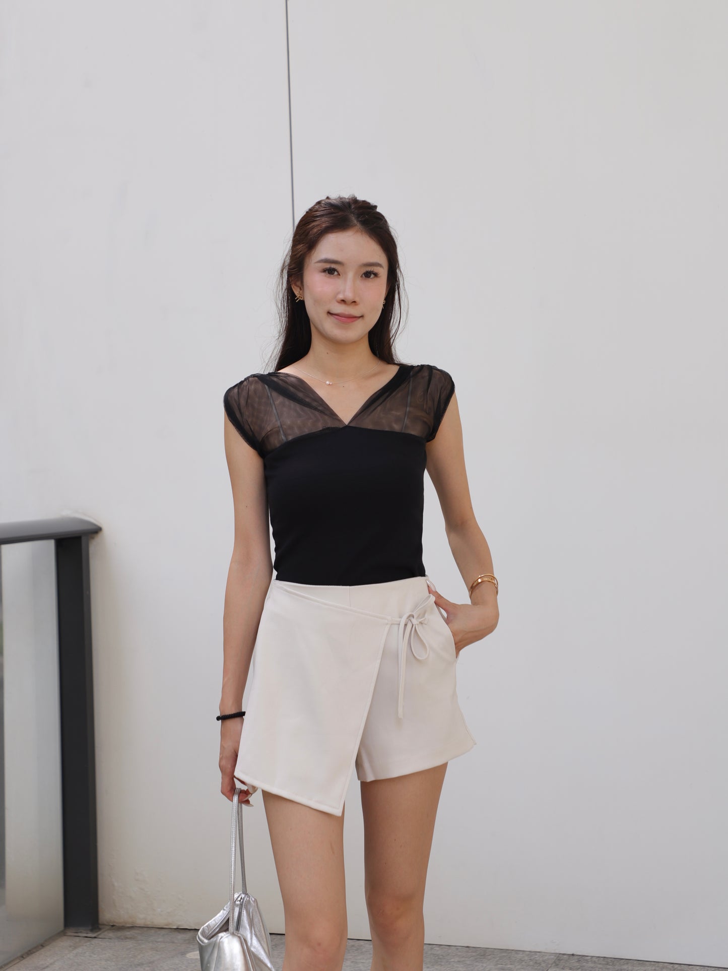 See Through V Cotton T Top