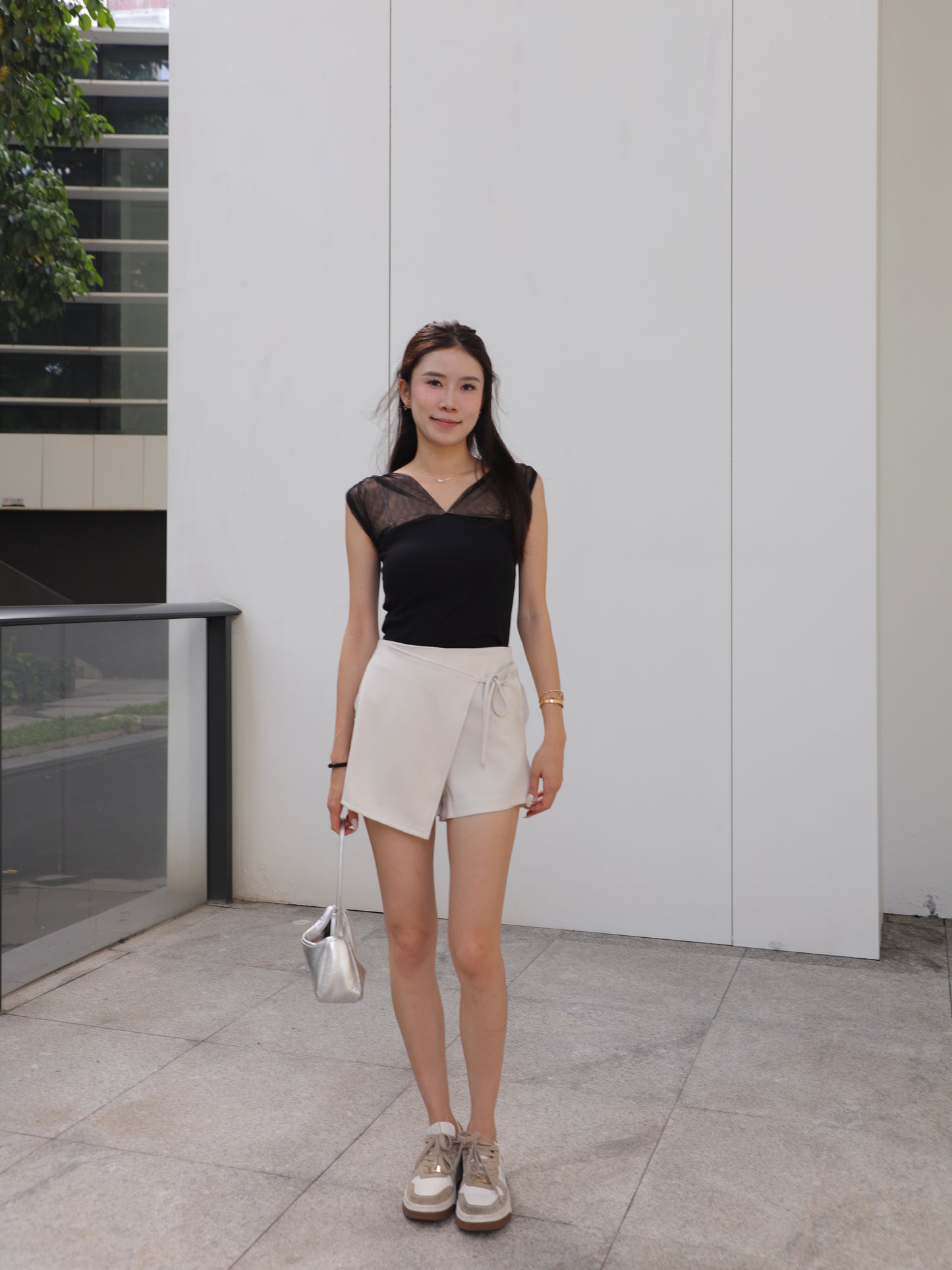 See Through V Cotton T Top