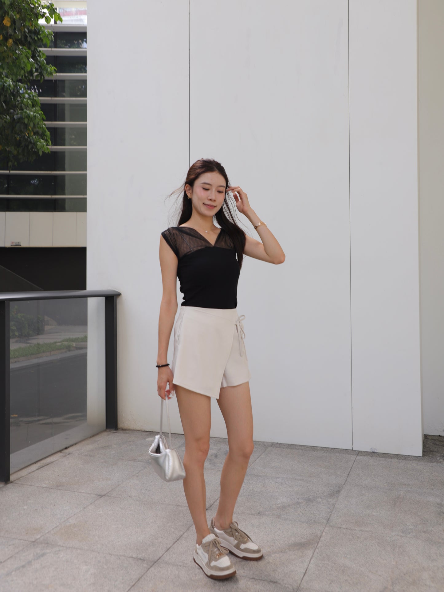 See Through V Cotton T Top