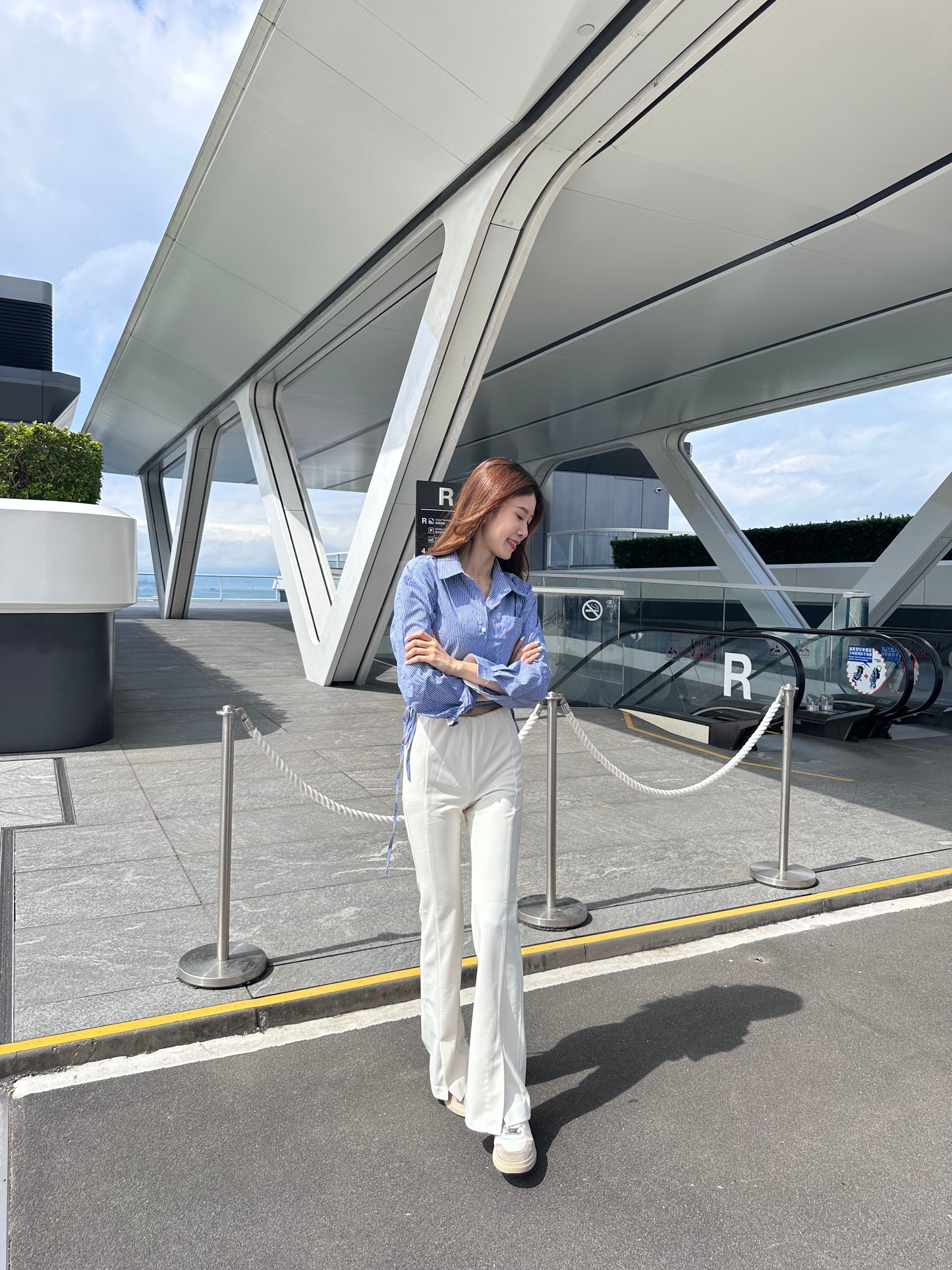 Cotton Slit Flare Pants