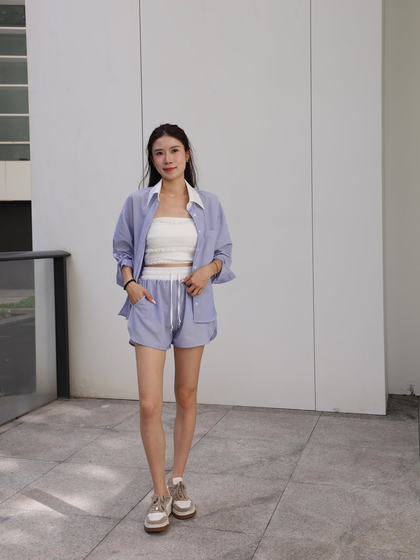 Shirt White Mix & Shorts Set