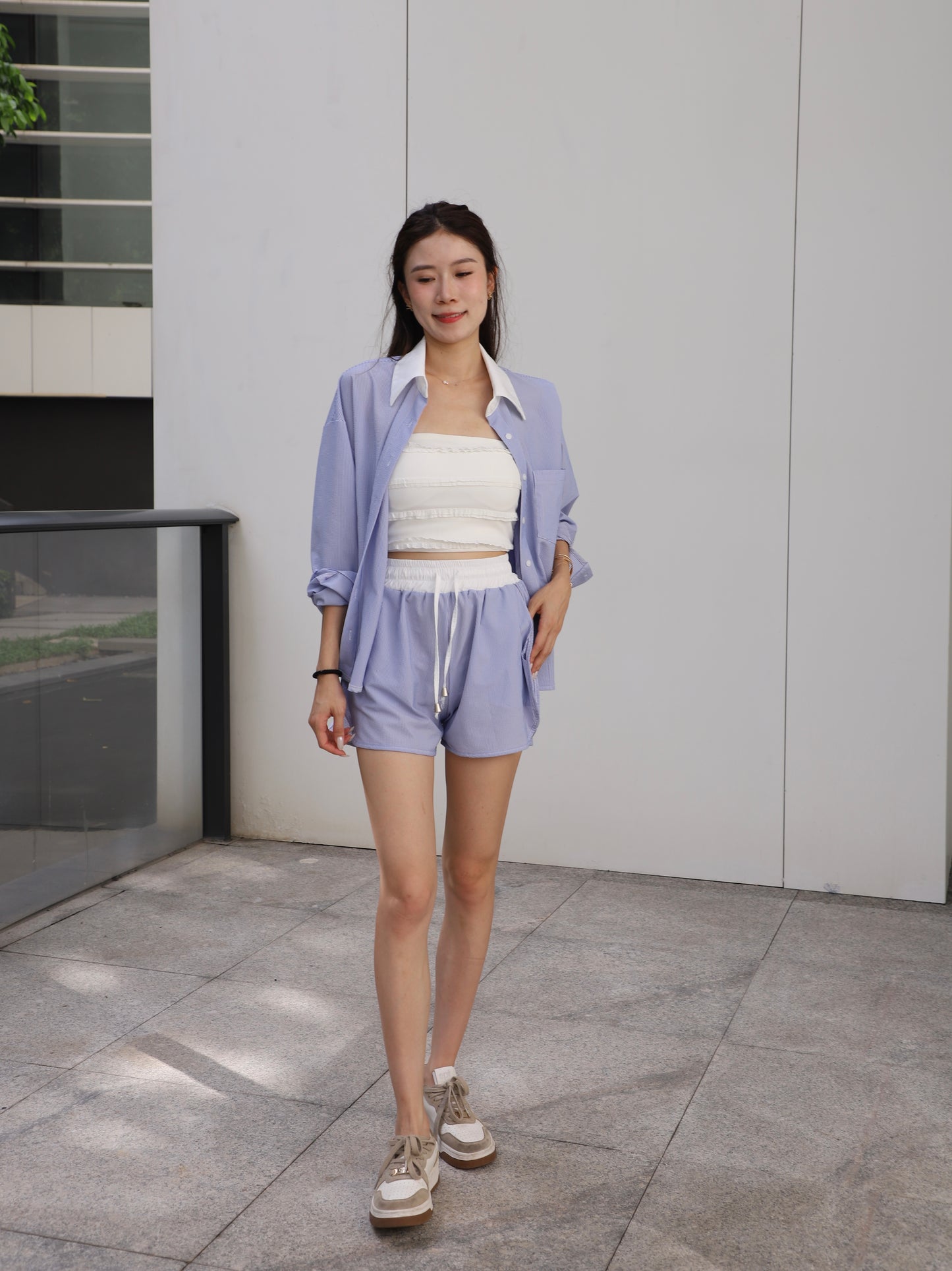 Shirt White Mix & Shorts Set