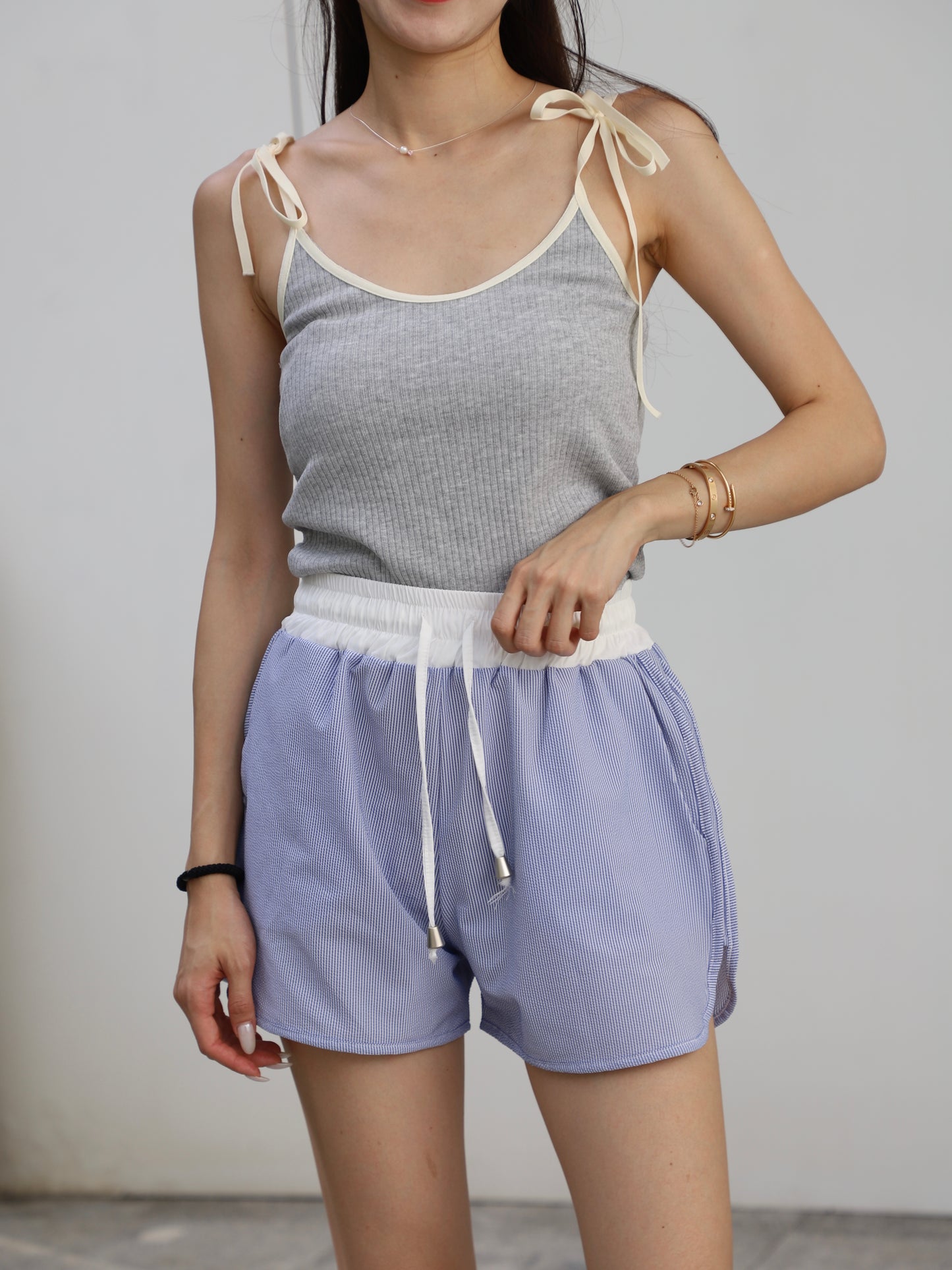 Tie Shoulder Cotton Tank Top