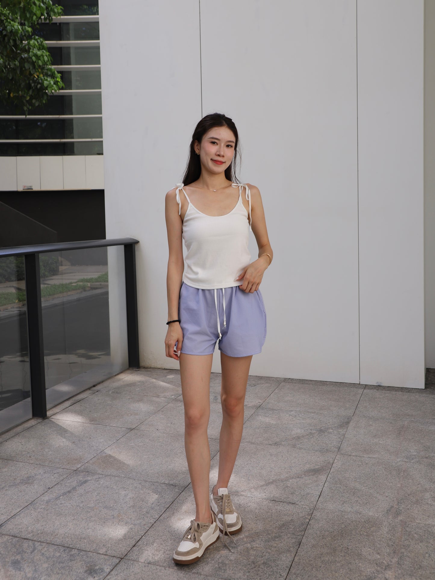 Tie Shoulder Cotton Tank Top