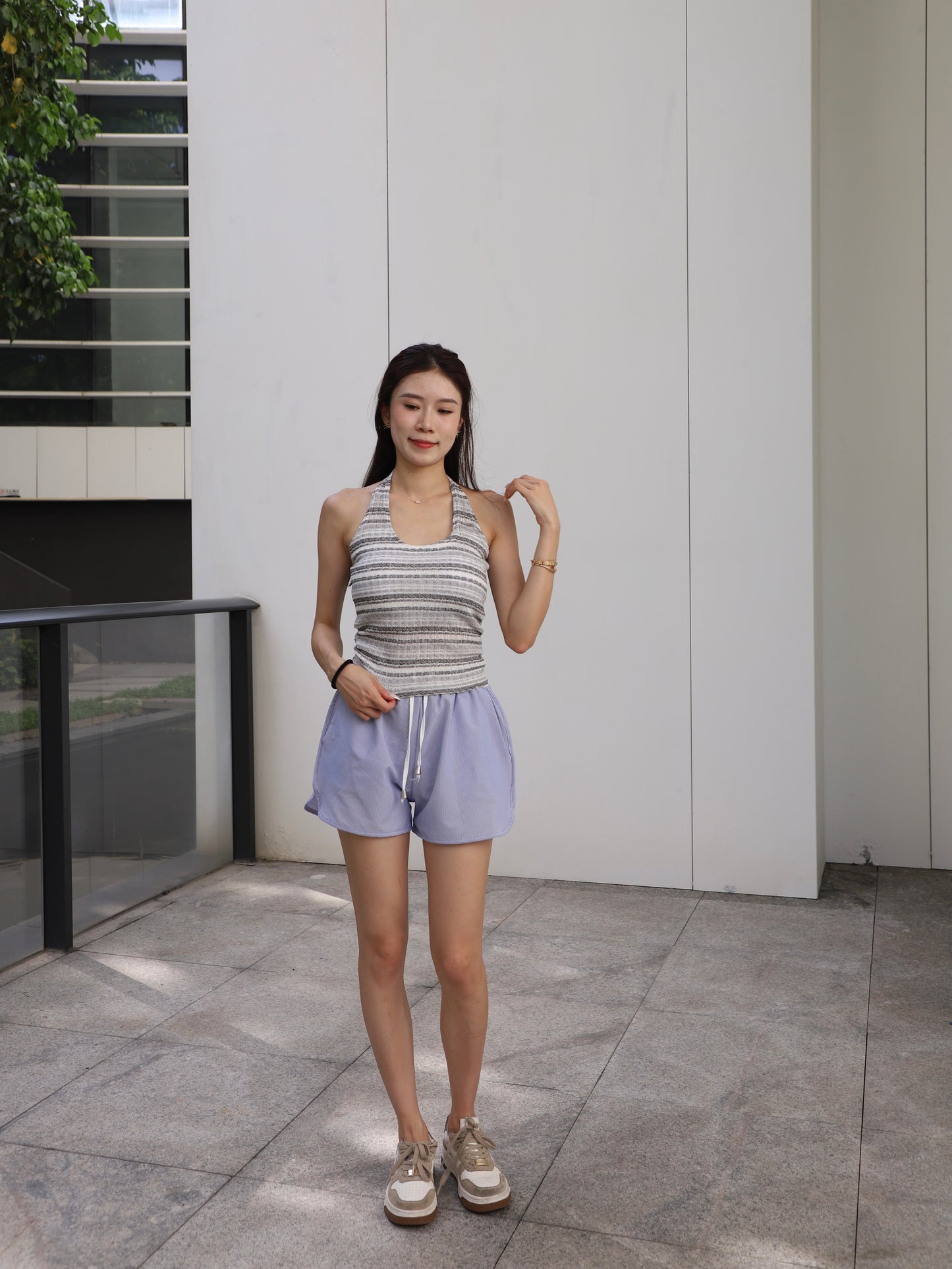 Cross Neck Striped Tank Top