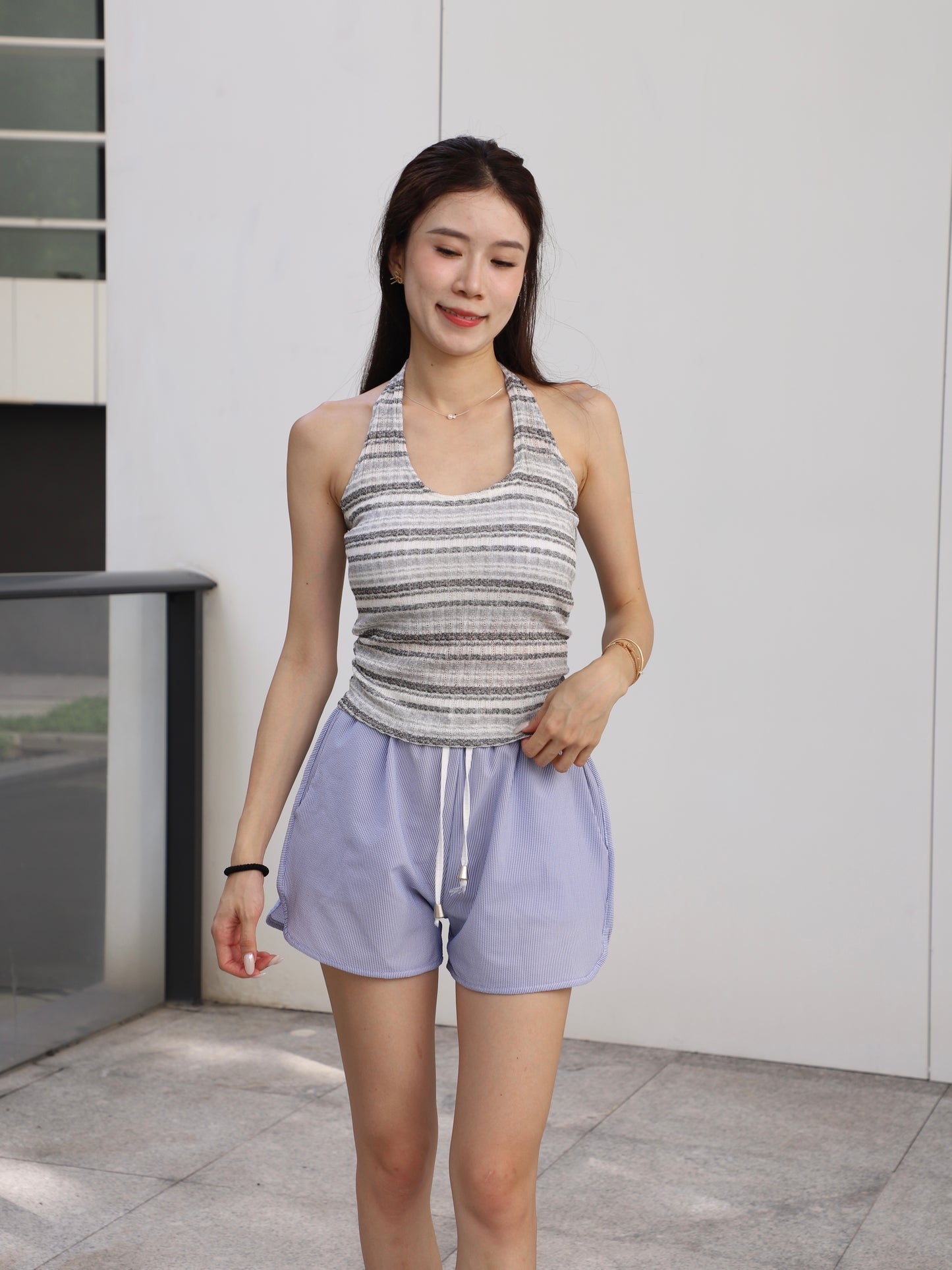 Cross Neck Striped Tank Top