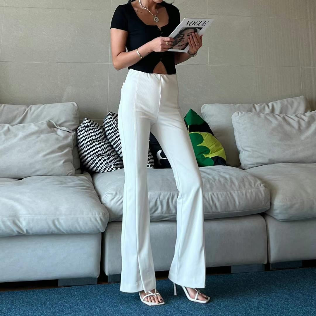 Cotton Slit Flare Pants