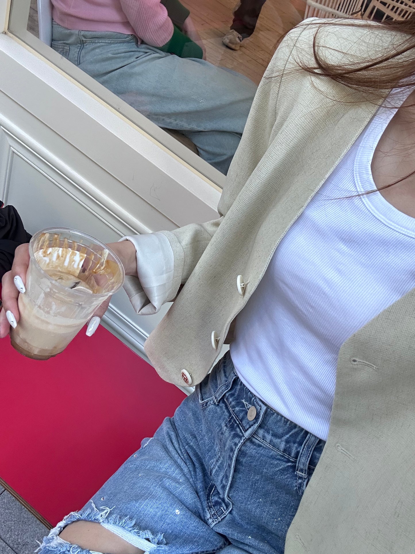Melon Gold Button Cropped Blazer