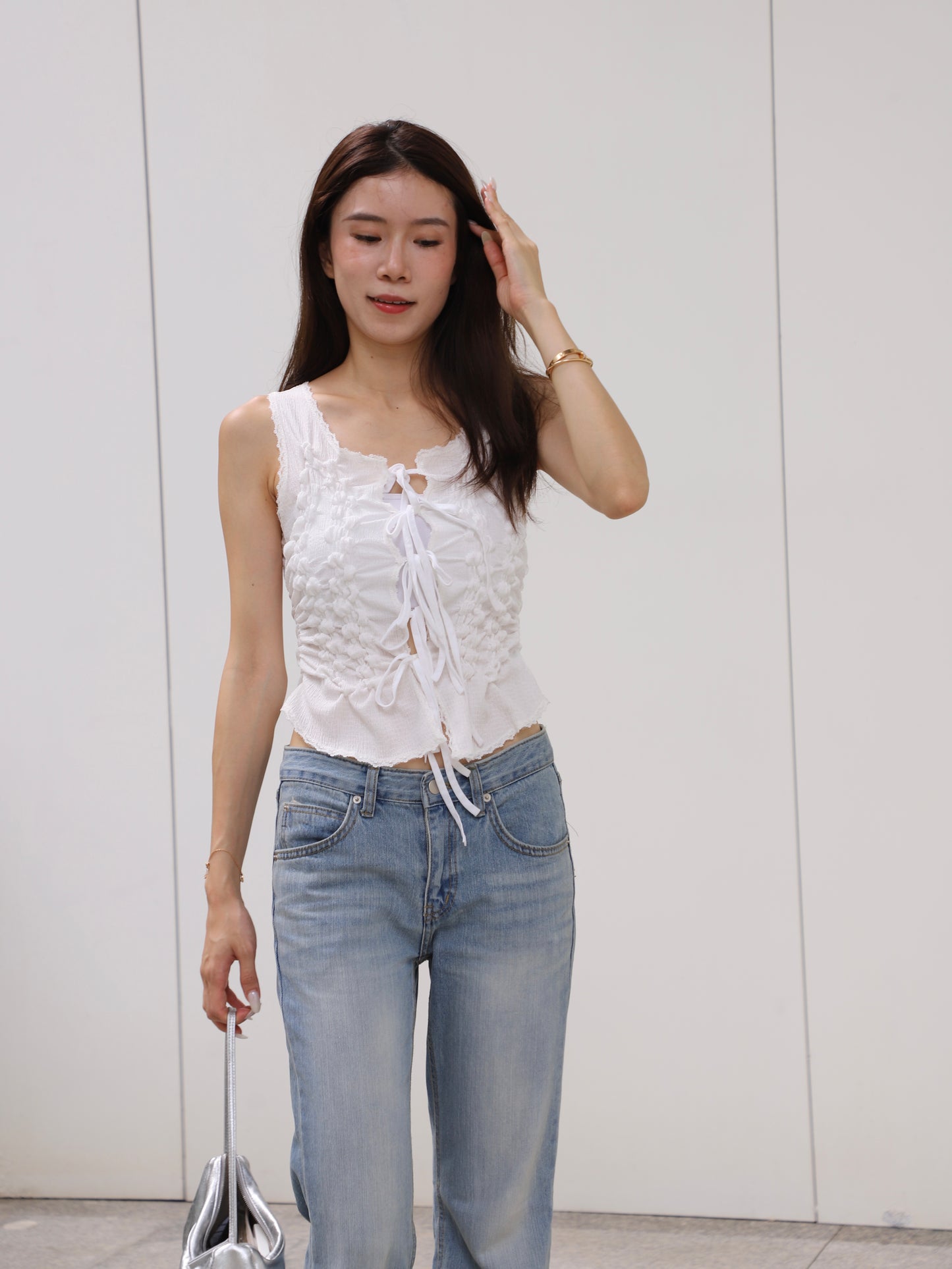 Lace Ribbon Tank Top
