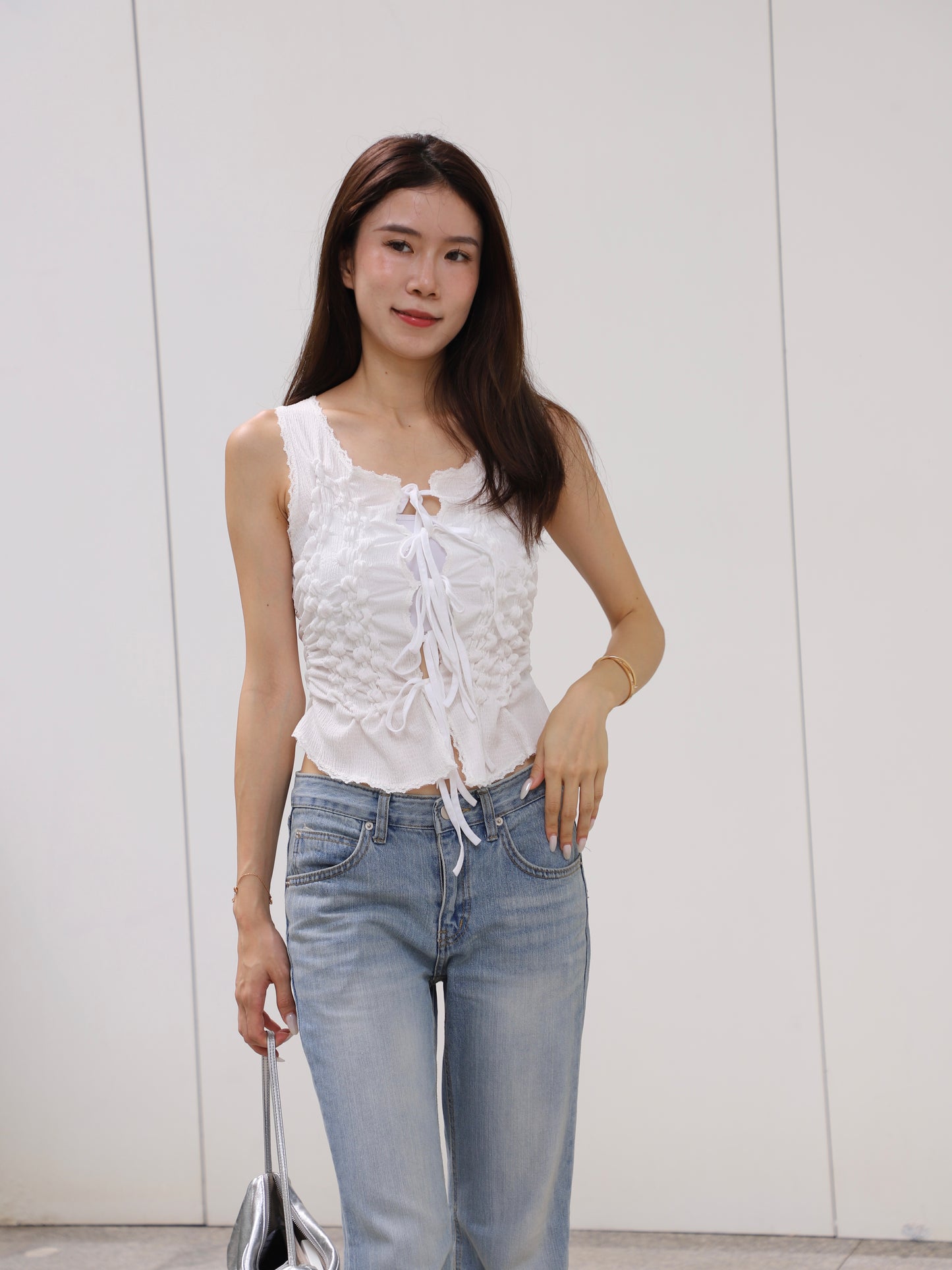 Lace Ribbon Tank Top