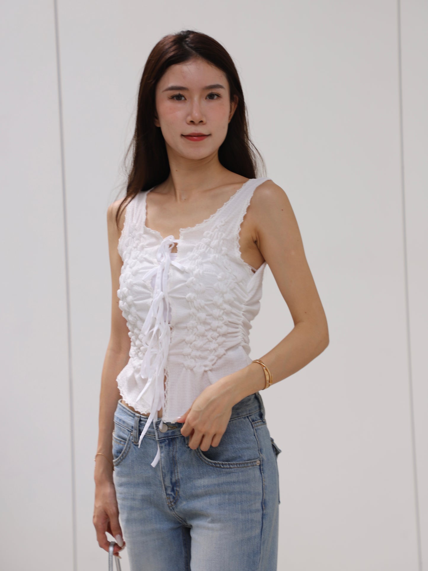 Lace Ribbon Tank Top