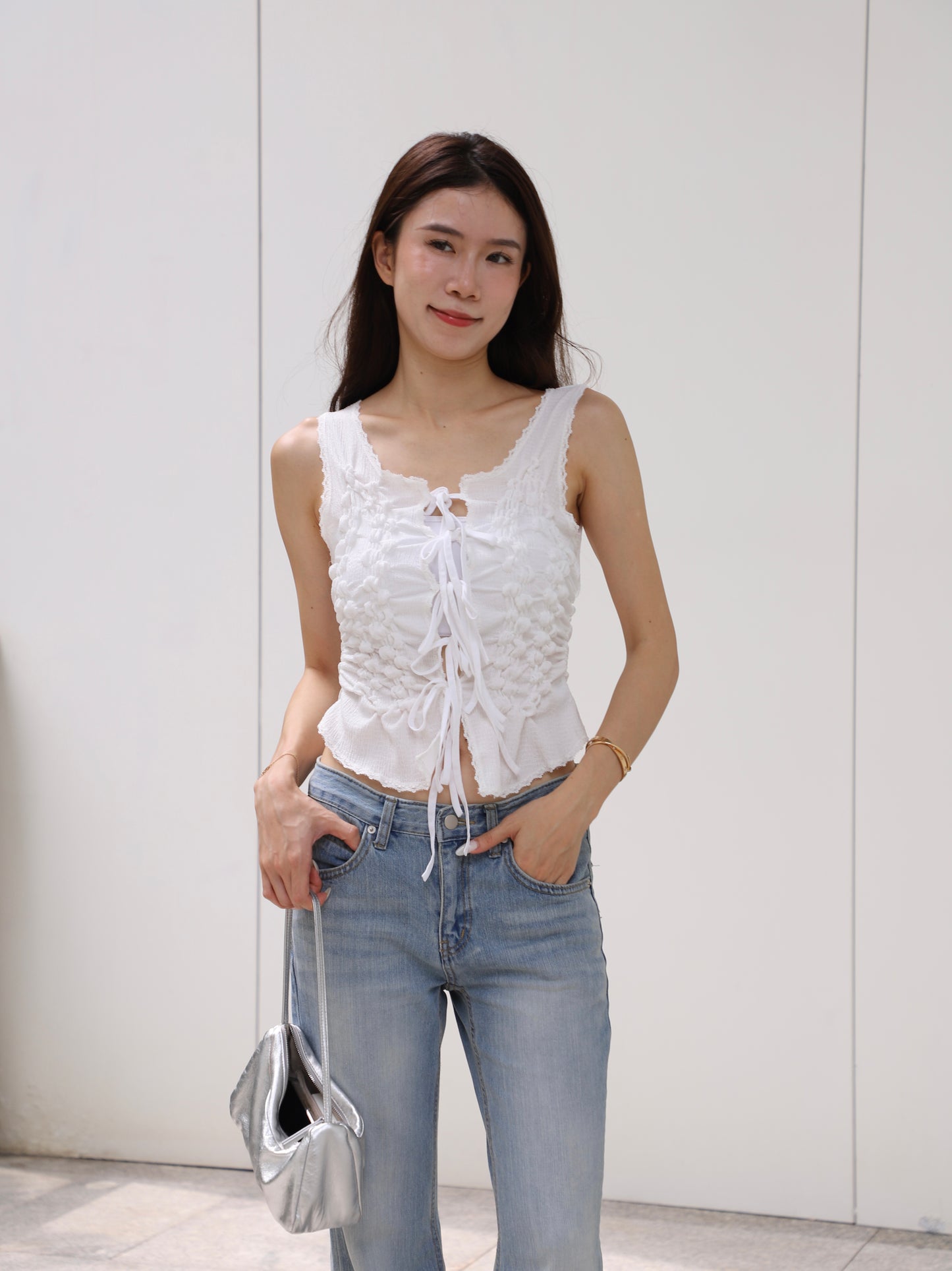 Lace Ribbon Tank Top