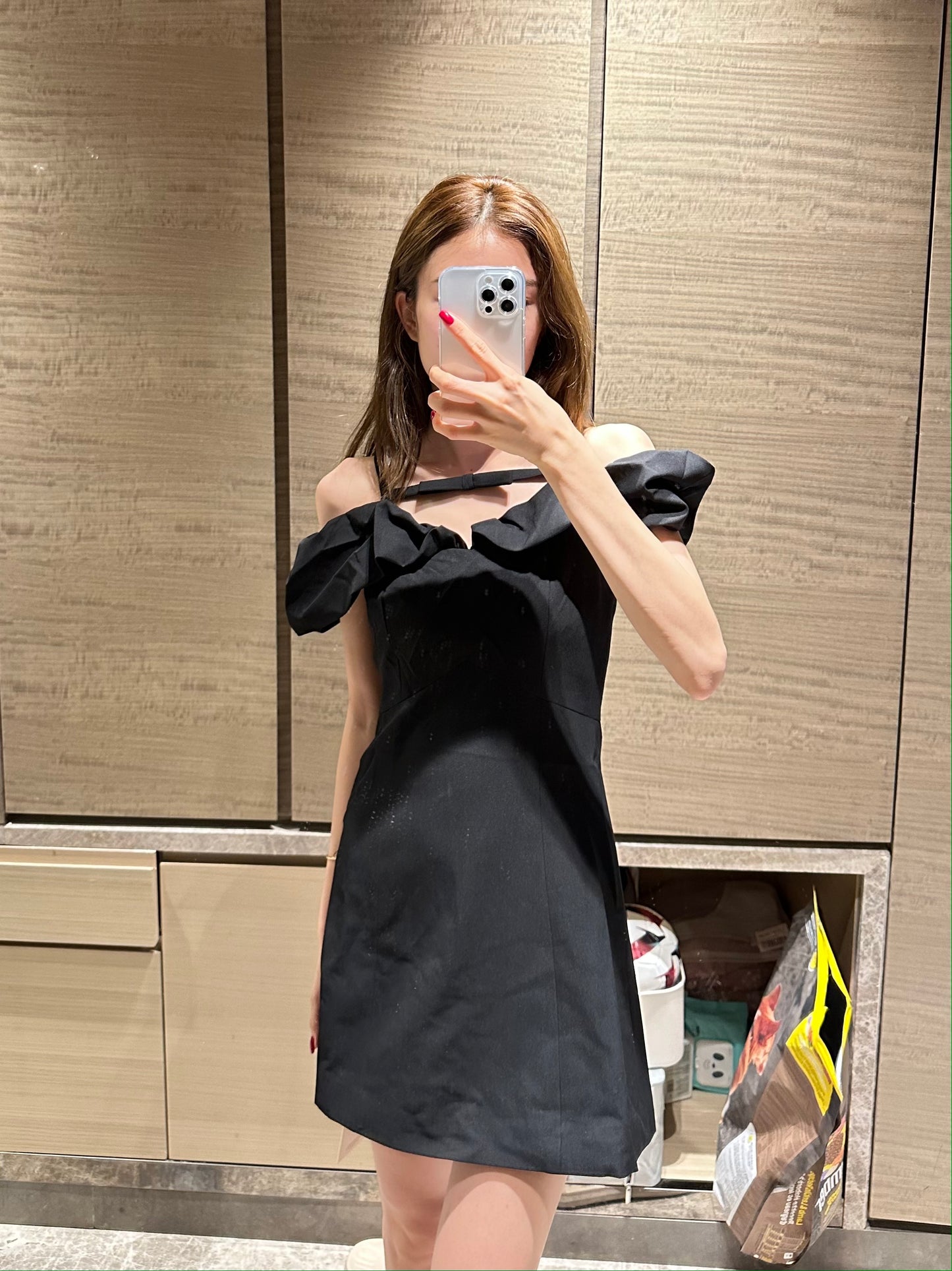 Small Ribbon Ruffles Off Shoulder Mini Dress