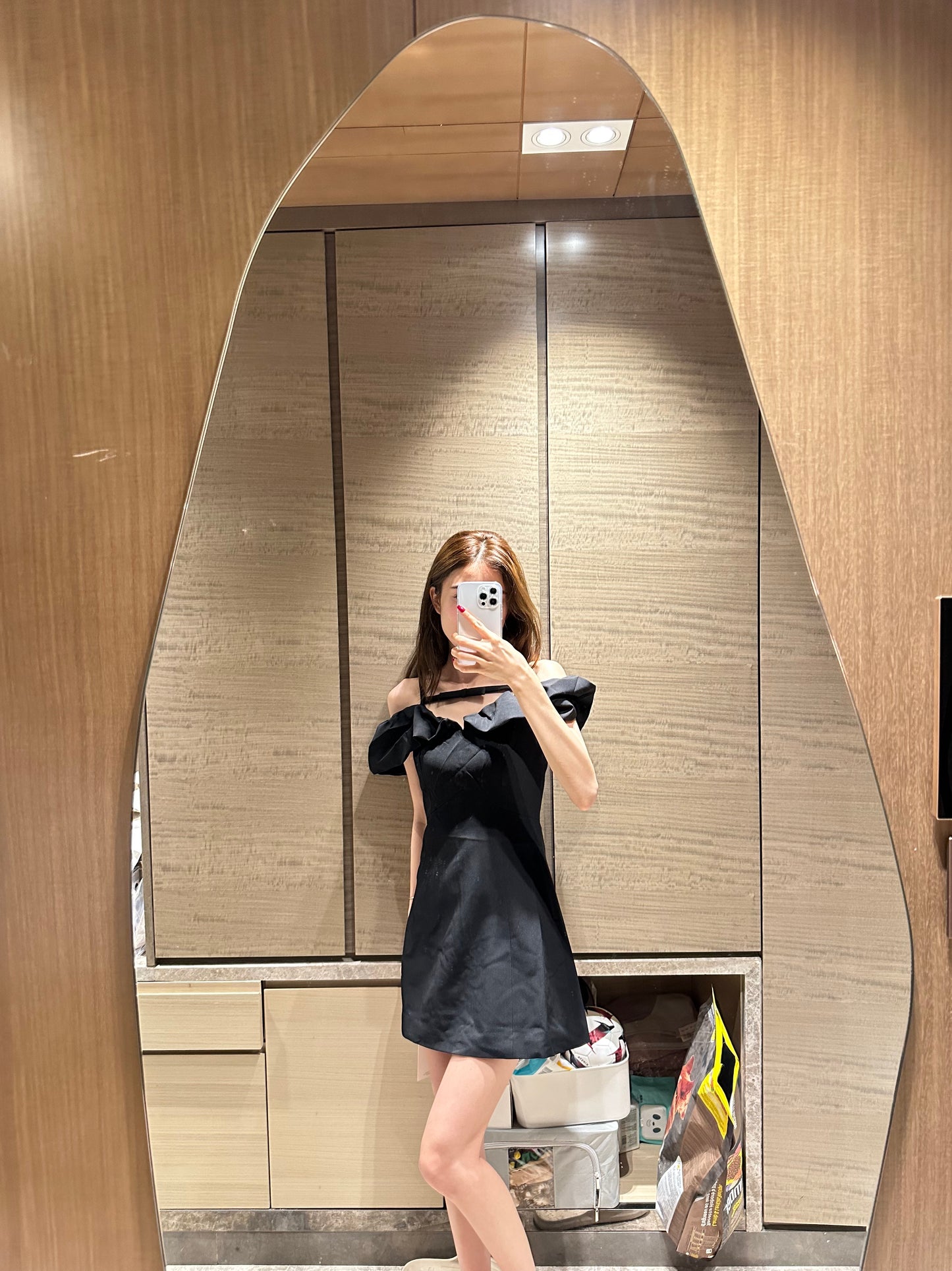 Small Ribbon Ruffles Off Shoulder Mini Dress
